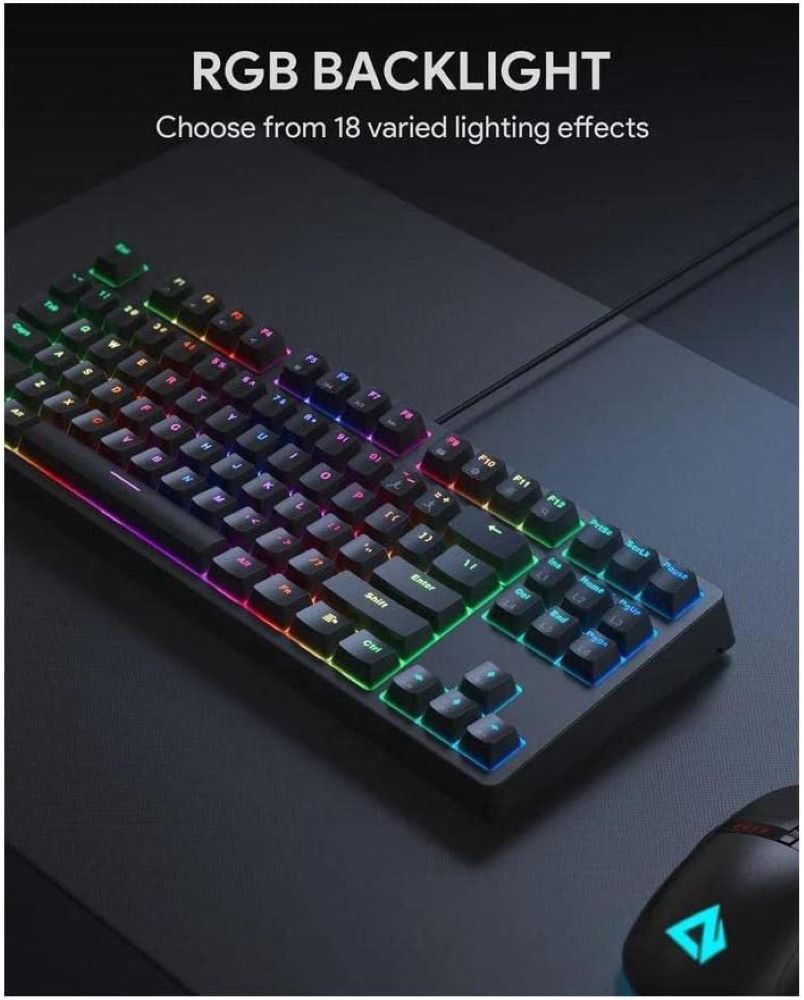 KM-G14 TKL Mechanical Gaming Keyboard with RGB and Switches, 87-Key Wired Keyboard (KMG14 Blue-Switches)