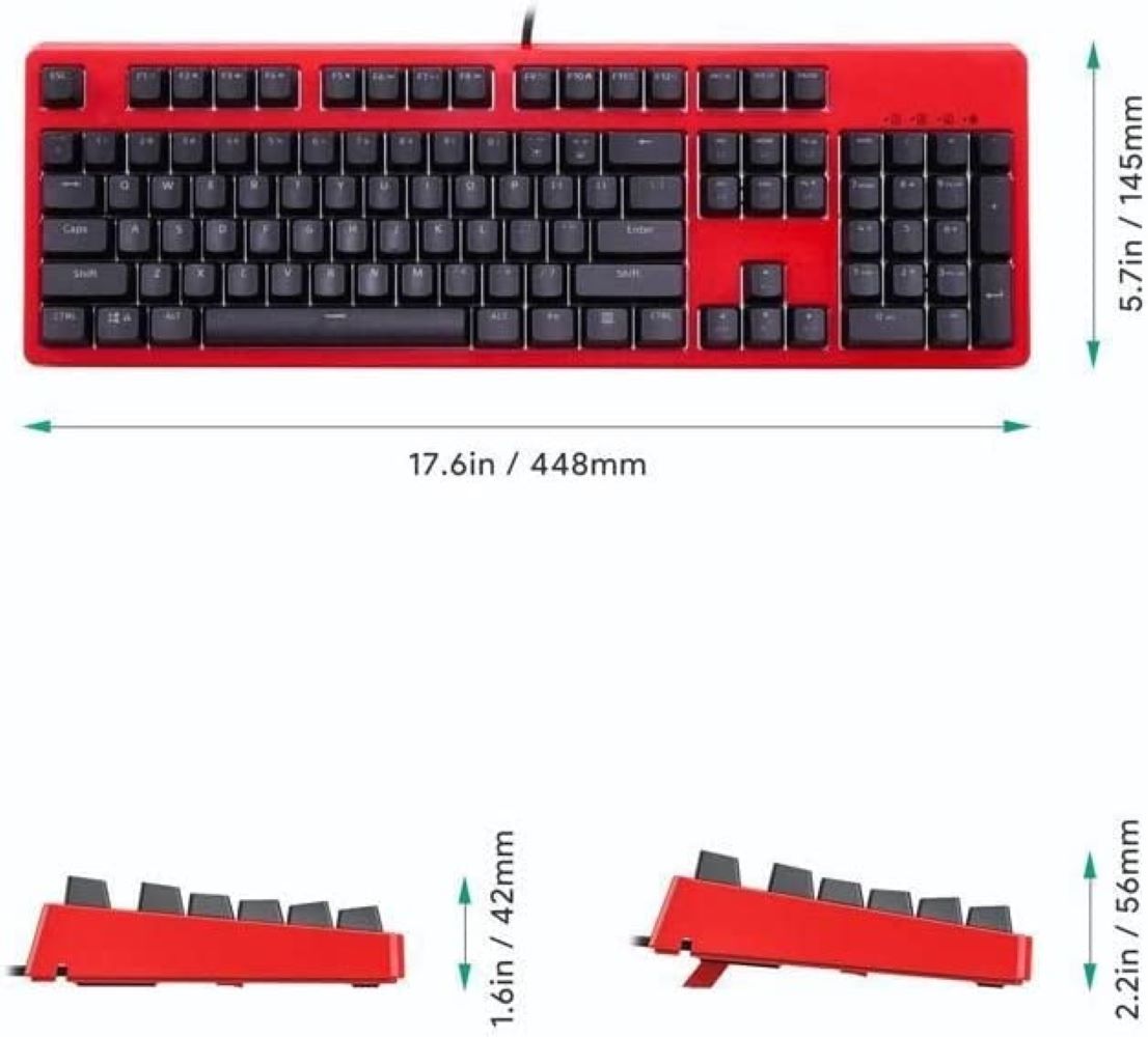 Mechanical Gaming Keyboard RGB Backlight with Linear Red Switches, 104-Key Anti-Ghosting Wired USB Keyboard for PC, Laptop KM-G18