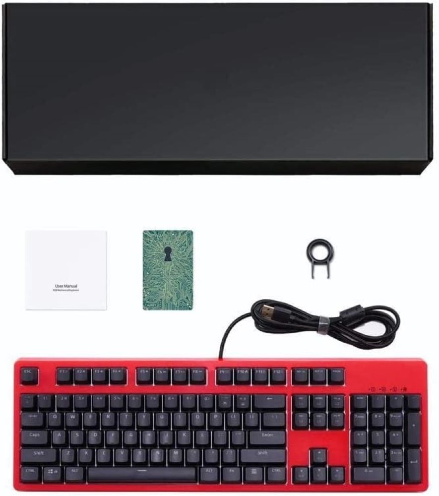 Mechanical Gaming Keyboard RGB Backlight with Linear Red Switches, 104-Key Anti-Ghosting Wired USB Keyboard for PC, Laptop KM-G18