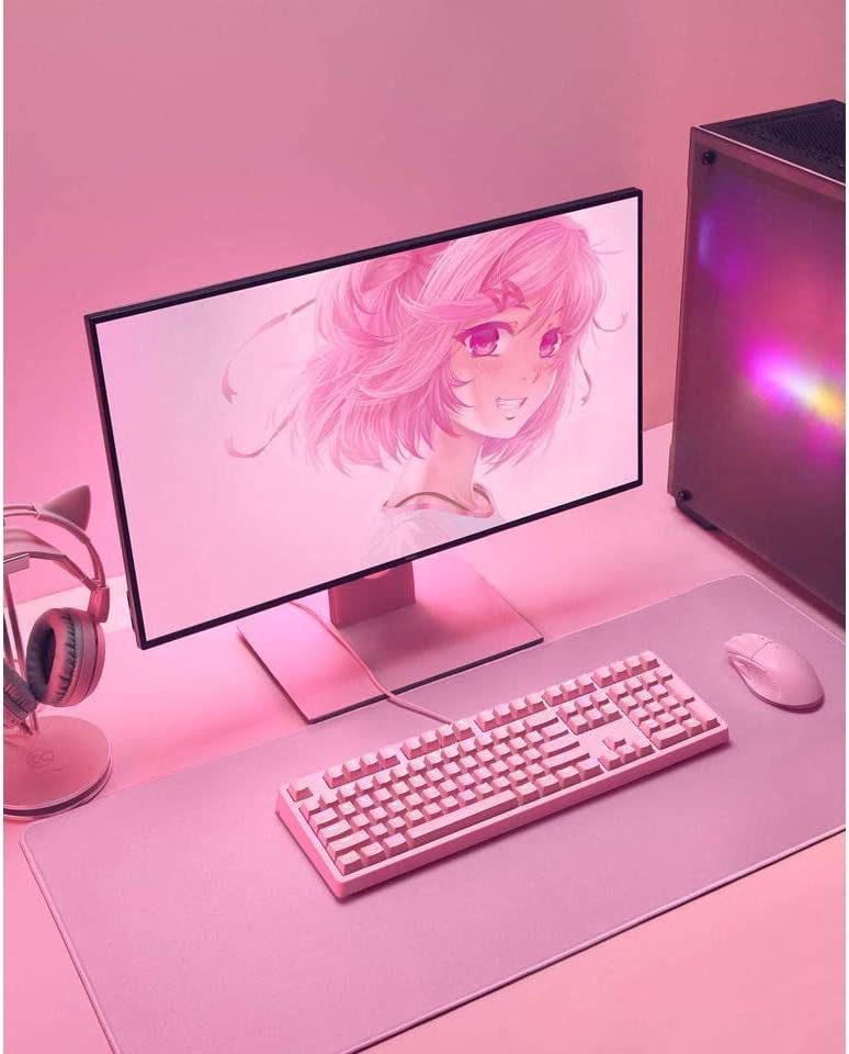 Mechanical Gaming Keyboard with Customizable RGB Backlight & Tactile Blue Switches, 108-Key Anti-Ghosting Wired Keyboard 18 Lighting Effects & 12 Multimedia Keys for PC and Laptop - Pink