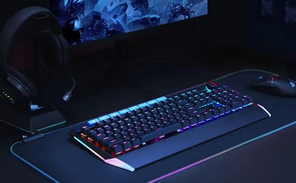 KM-G17 Mechanical Keyboard Blue Switches 104key with Volume Control Button