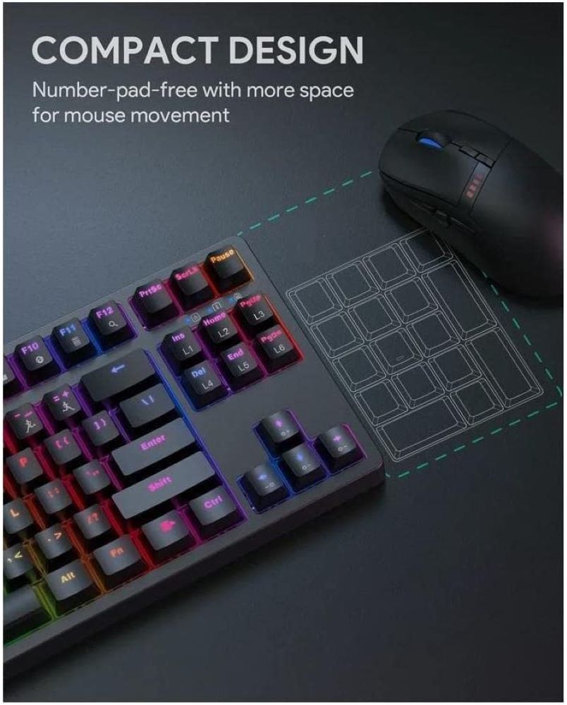 KM-G14 TKL Mechanical Gaming Keyboard with RGB and Switches, 87-Key Wired Keyboard (KMG14 Blue-Switches)