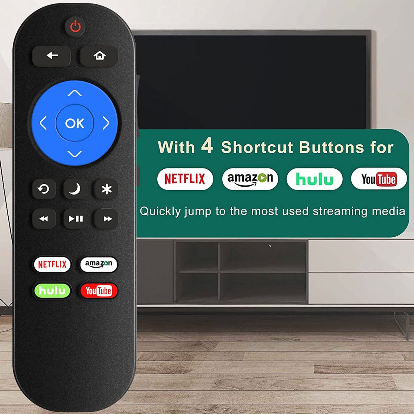 Besia Remote for Roku TV Remote, Universal for Hisense/Onn/TCL/Element/Haier/Sharp/Hitachi/LG/Sanyo/JVC/Magnavox/RCA/Philips/Westinghouse Roku Built-in Smart TV