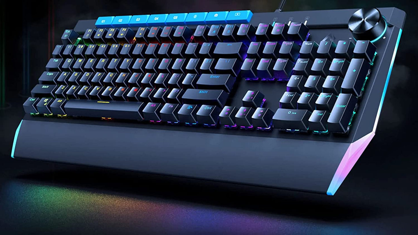 KM-G17 Mechanical Keyboard Blue Switches 104key with Volume Control Button