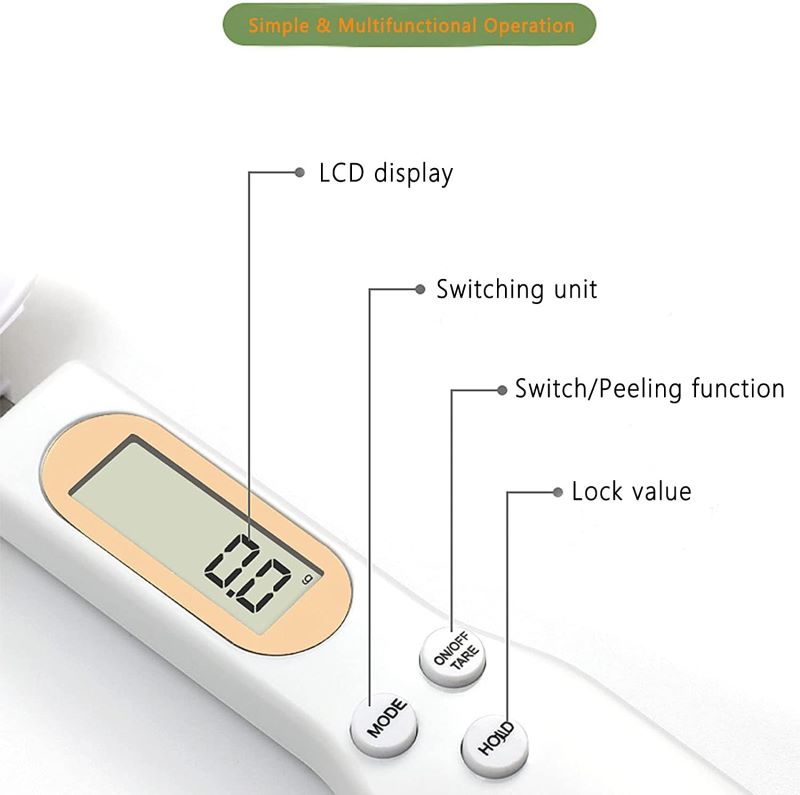 Digital Food Spoon Scale, 500g/0.1g Electronic Kitchen Measuring Spoon Scale, Hi-Def LCD Semen Display, Accurately Precise Digital Kitchen Gram Scale