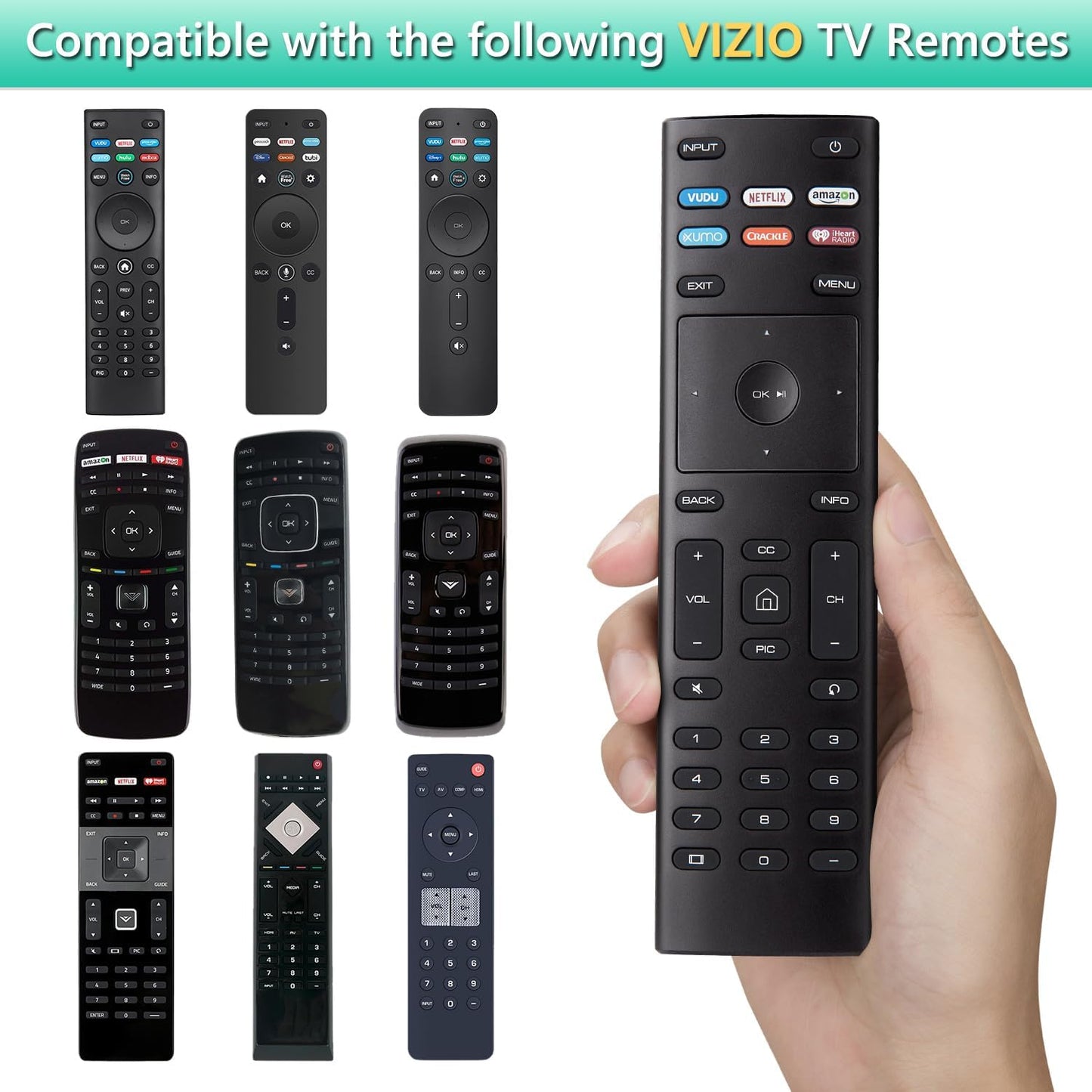 Universal Vizio Remote XRT136 with Hulu Netflix VUDU XUMO Crackle iHeart Apps for Vizio TV D50f-F1 D24f-F1 D43f-F1 E43-E2 E60-E3 E75-E1 P55-E1 P65-E1 P75-E1 M70-E3 M65-E0