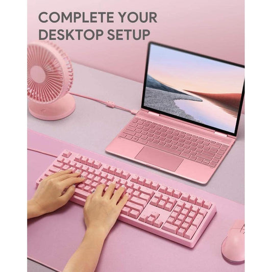 Mechanical Gaming Keyboard with Customizable RGB Backlight & Tactile Blue Switches, 108-Key Anti-Ghosting Wired Keyboard 18 Lighting Effects & 12 Multimedia Keys for PC and Laptop - Pink