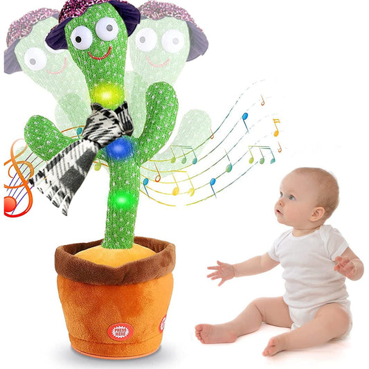 Kids Dancing Talking Cactus Toys for Baby Boys and Girls, Talking Sunny Cactus Toy Electronic Plush Toy Singing, Record & Repeating What You Say with 120 English Songs and LED Lighting for Home Decor