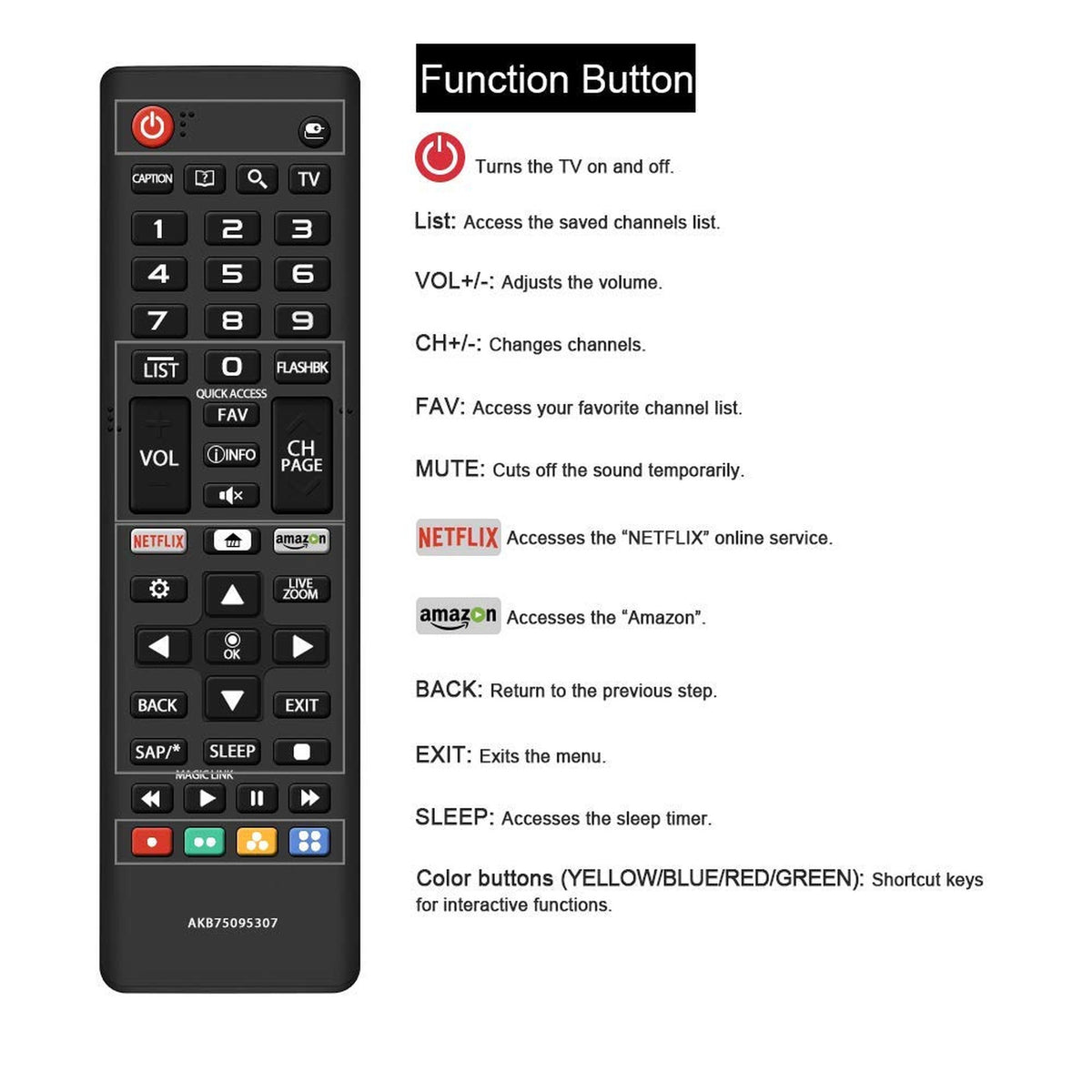 Young AKB75095307 Remote Control Compatible Replacement for LG TV 32LJ550B 55LJ5500 55UJ6050 43UJ6200 43UJ6500 43UJ6560 49UJ6500 49UJ6560 55UJ6520 55UJ6540 55UJ6580 60UJ6540