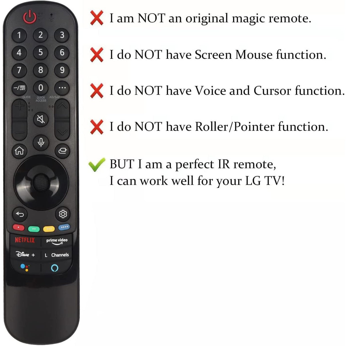 AN-MR21GA Infrared Remote Control Replacement for All LG Series Smart TV, Replaced AN-MR18BA AN-MR19BA AN-MR20GA AN-MR650A/B/G AN-MR600 AN-MR500 Controller [NO Voice Magic Pointer Function]