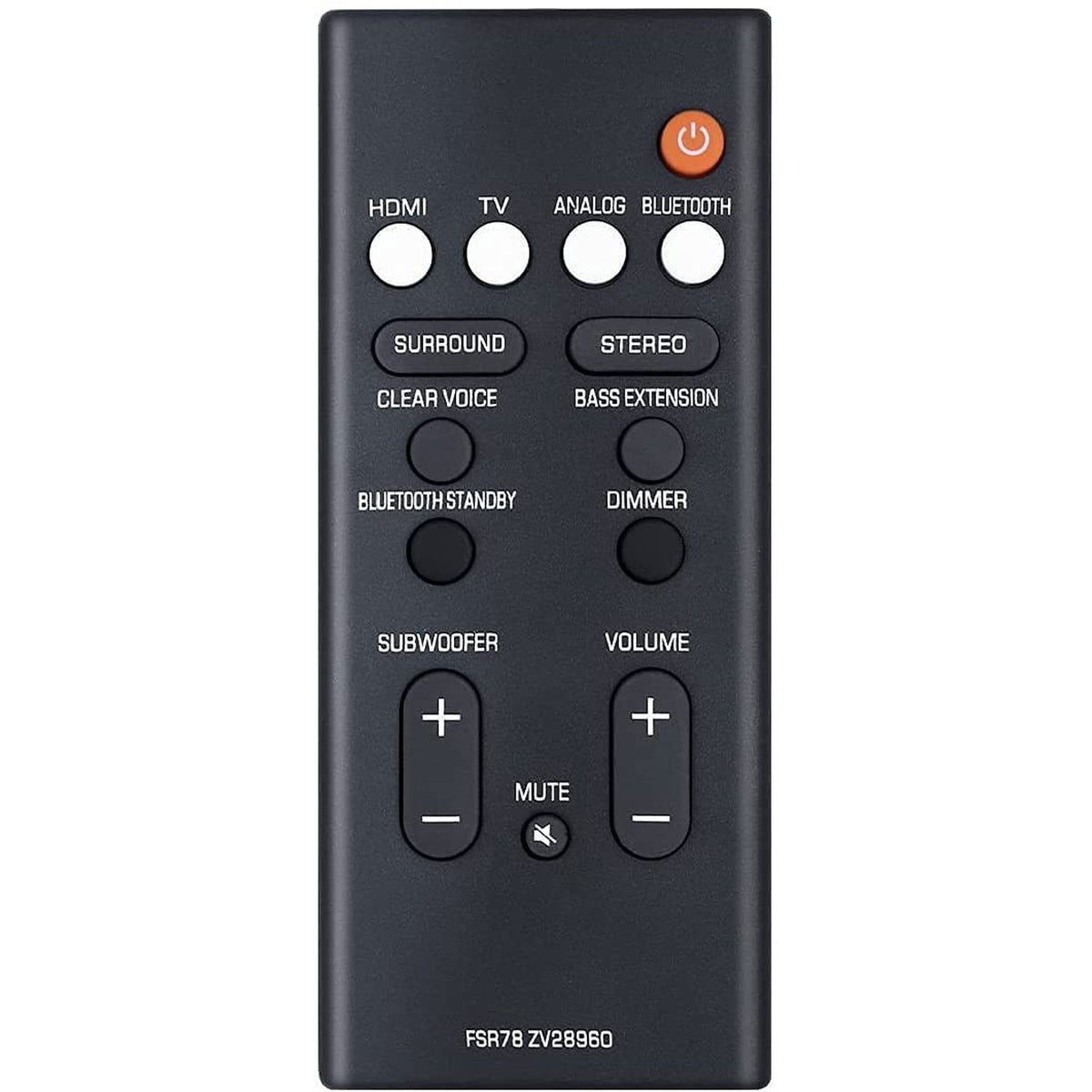 Replacement Remote Control FSR78 ZV28960 for Yamaha YAS-207 YAS207 YAS-1080 YAS-108 YAS-107 YAS107 YAS-106 YAS106 ATS-2090 ATS-1080 ATS-1070 ATS-1060 Home Audio Speaker System