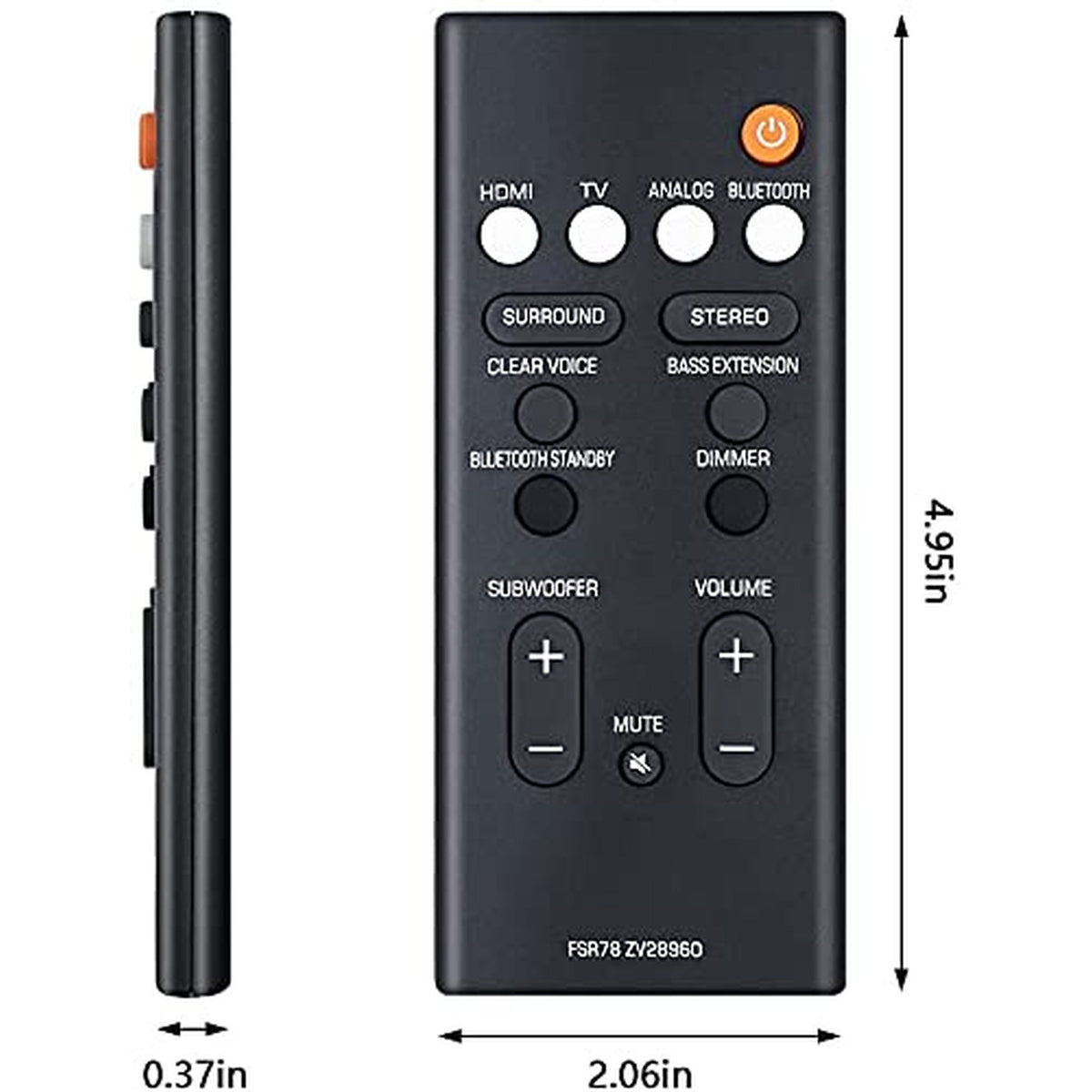 Replacement Remote Control FSR78 ZV28960 for Yamaha YAS-207 YAS207 YAS-1080 YAS-108 YAS-107 YAS107 YAS-106 YAS106 ATS-2090 ATS-1080 ATS-1070 ATS-1060 Home Audio Speaker System