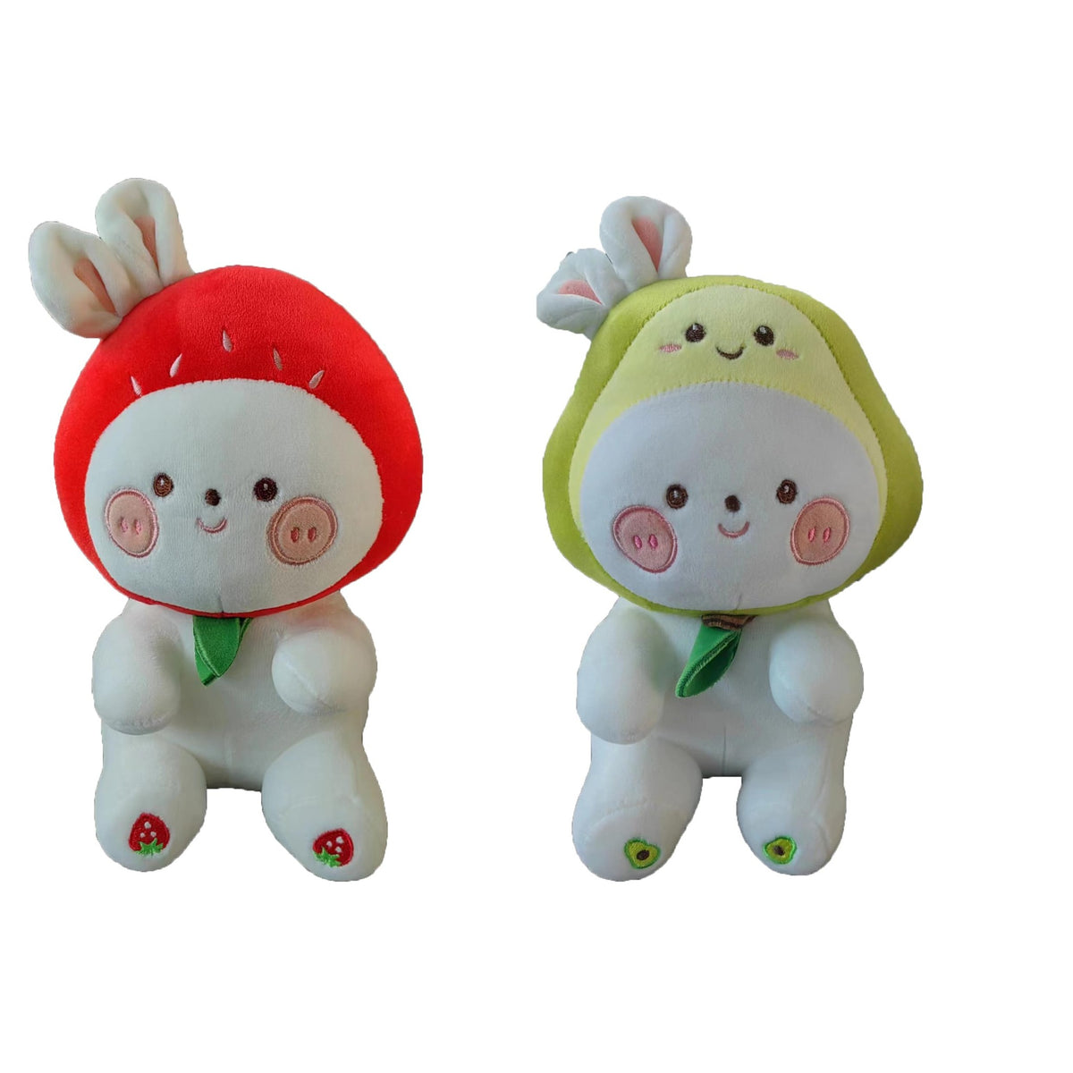Besia Pair of Cute Avocado and Strawberry Sister Stuffed Plushies -Comfy Pillow Sleeping Toys for Kids - Ideal Gift for Birthday, Valentine's Day, Christmas 8.7"