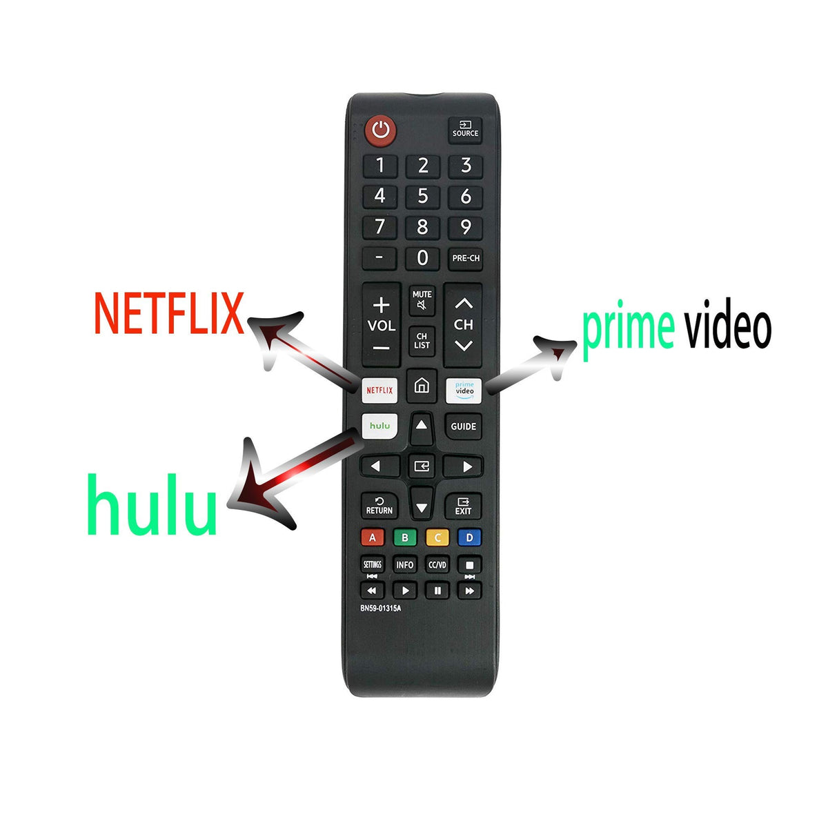 New Young Replacement TV Remote Control BN59-01315A for Samsung Smart TVs UN43RU7100 UN43RU7200 - No Setup Needed