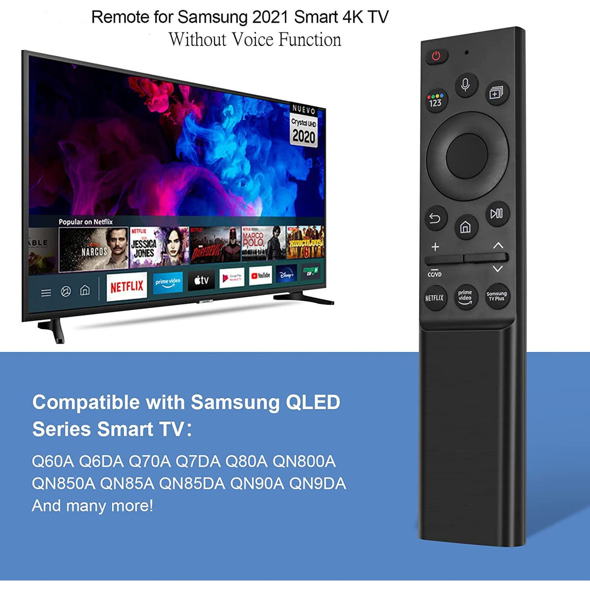 Universal Remote Control BN59-01357A Replacement IR Remote Control fit for All Samsung Smart TVs Compatible with All Samsung QLED Series Smart TV [No Voice Function]