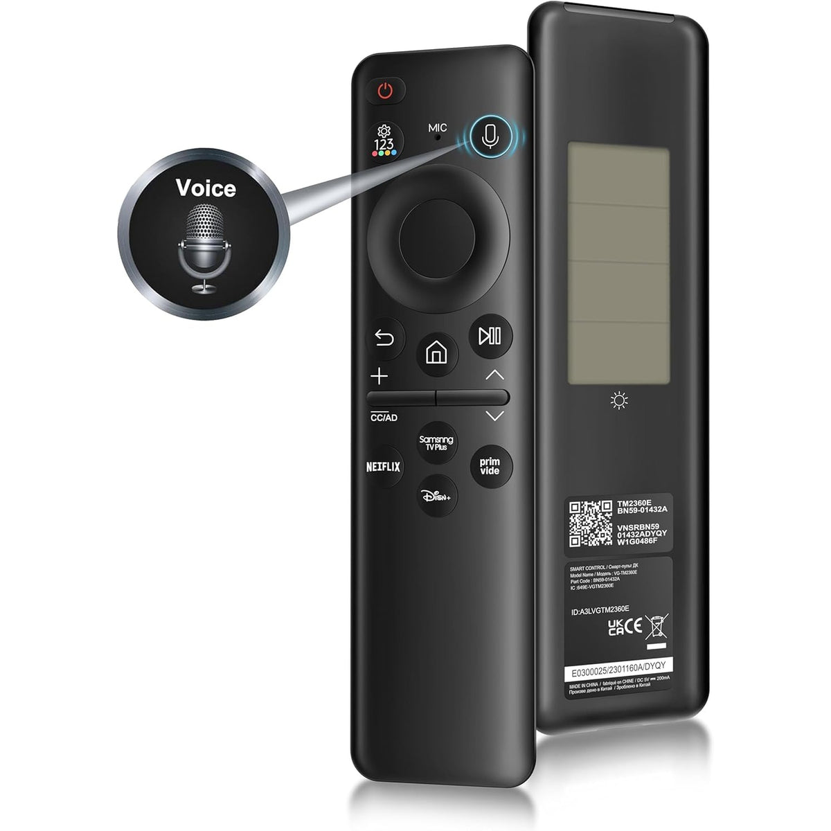 Replacement for Samsung-TV-Remote-Control,BN59-01432A Rechargeable-Voice-Remote Compatible Samsung Frame Crystal Solar UHD Neo QLED OLED Serie Smart TVs