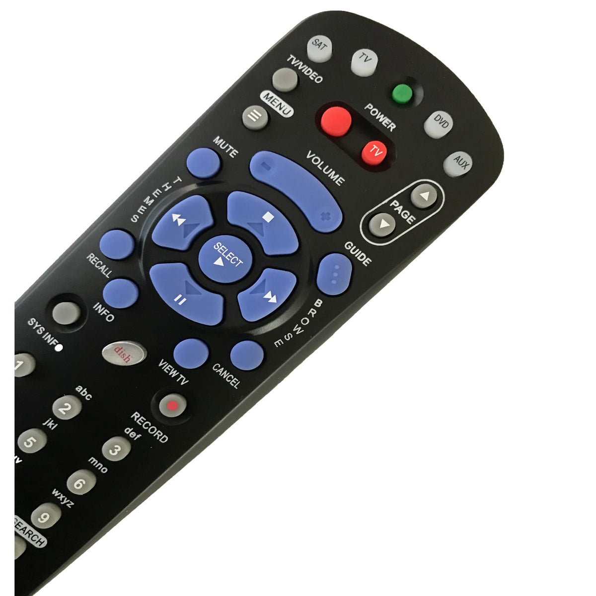 New Dish Network 4.0 IR TV1 Replacement Remote Control with TV SAT DVD AUX sub 322 Receiver