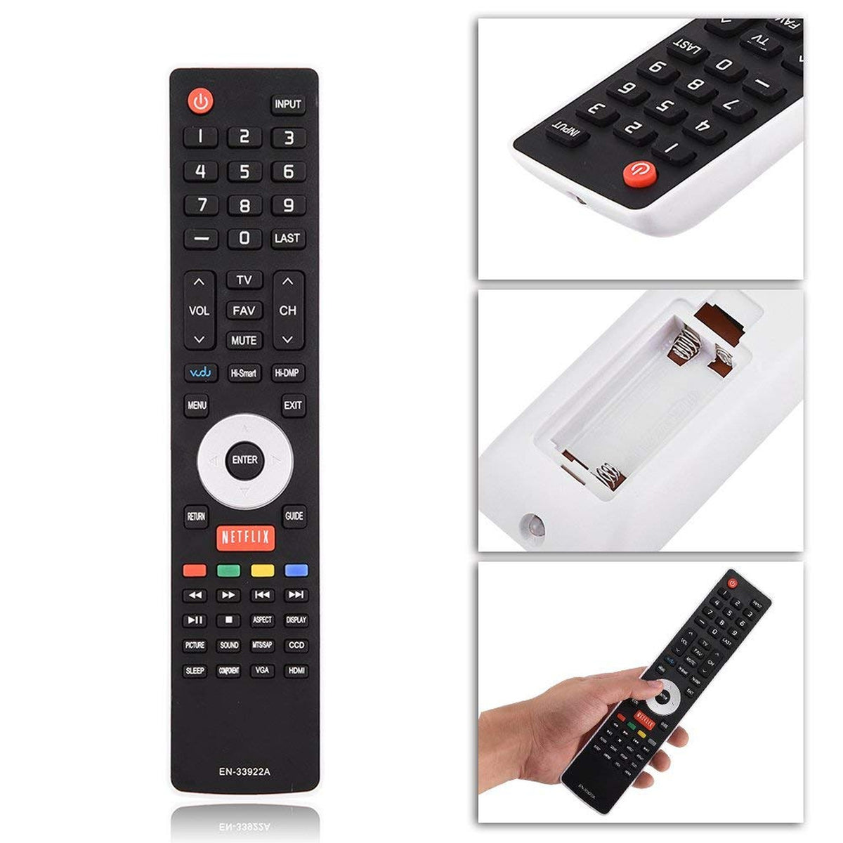 Young EN-33922A Remote Control for Hisense Smart Internet TV LHD32K366WUS LTDN40K366NWUS LTDN40K366WUS LTDN50K366GWUS LTDN50K610GW LTDN55K610GW