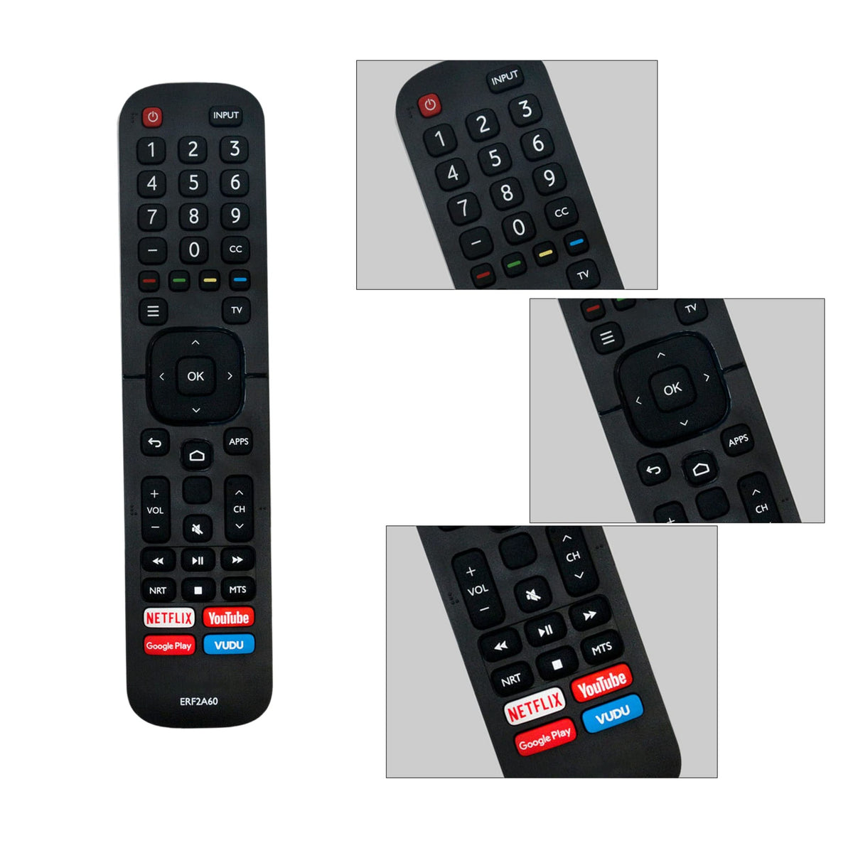 ERF2A60 Remote fit for Hisense Smart 4K TV 65H9F 55H9F 55H8F 65H8F 50H8F 43H6570F 50H6570F 55H6570F 65H6570 55H9020F 55H9030F 55H9040F 55H9050F 55H9070F 55H9F1 65H9F1 65H9020F [No Voice Function]