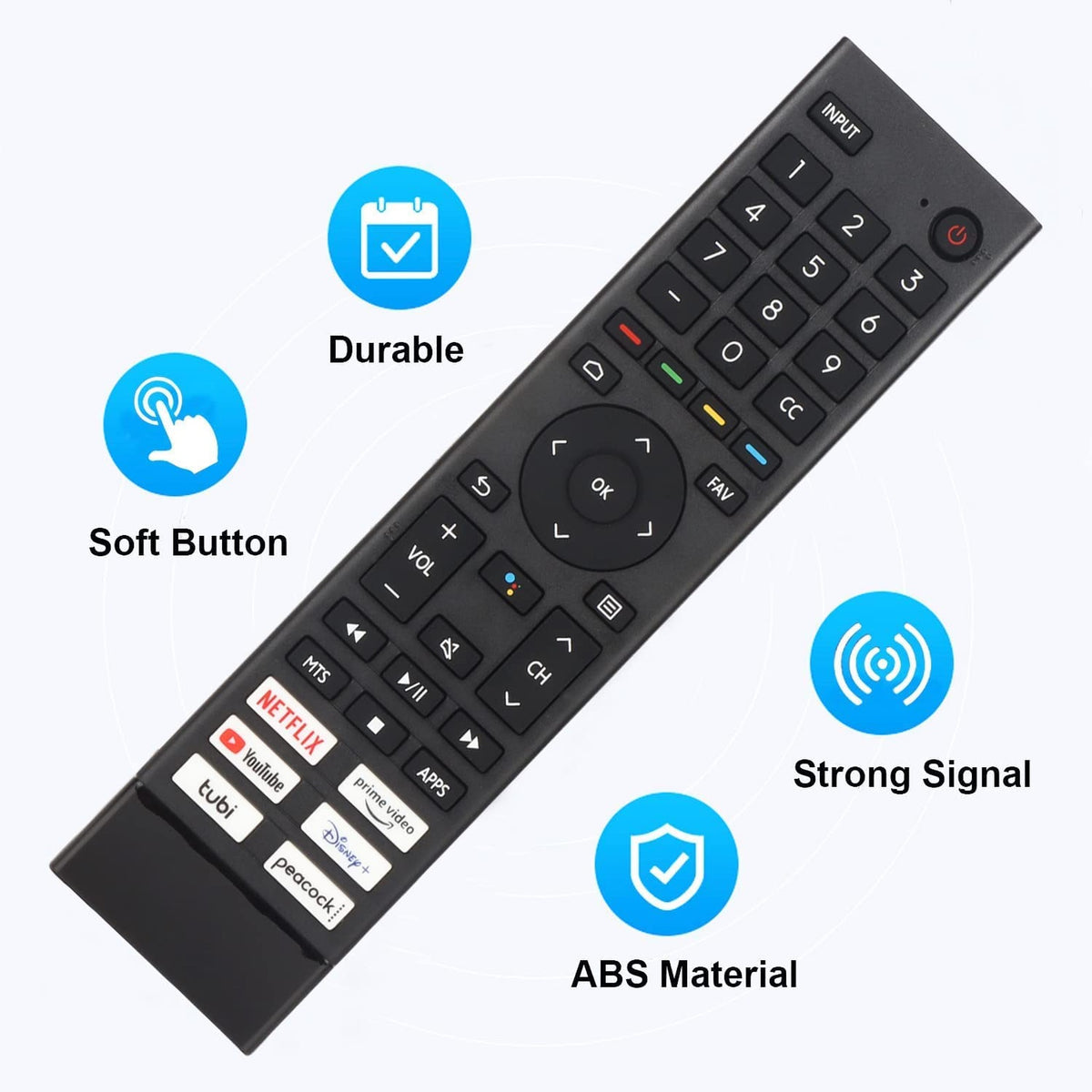 New Upgraded ERF3J80H Universal Replaced Remote Fit for All Hisense 4K UHD Android Smart TV A6G U6G U8G Series75A6G 70A6G 65A6G 60A6G 55A6G 50A6G 43A6G 55U68G 50U6G 65U6G 75U6G 50U68G[NO Voice Command