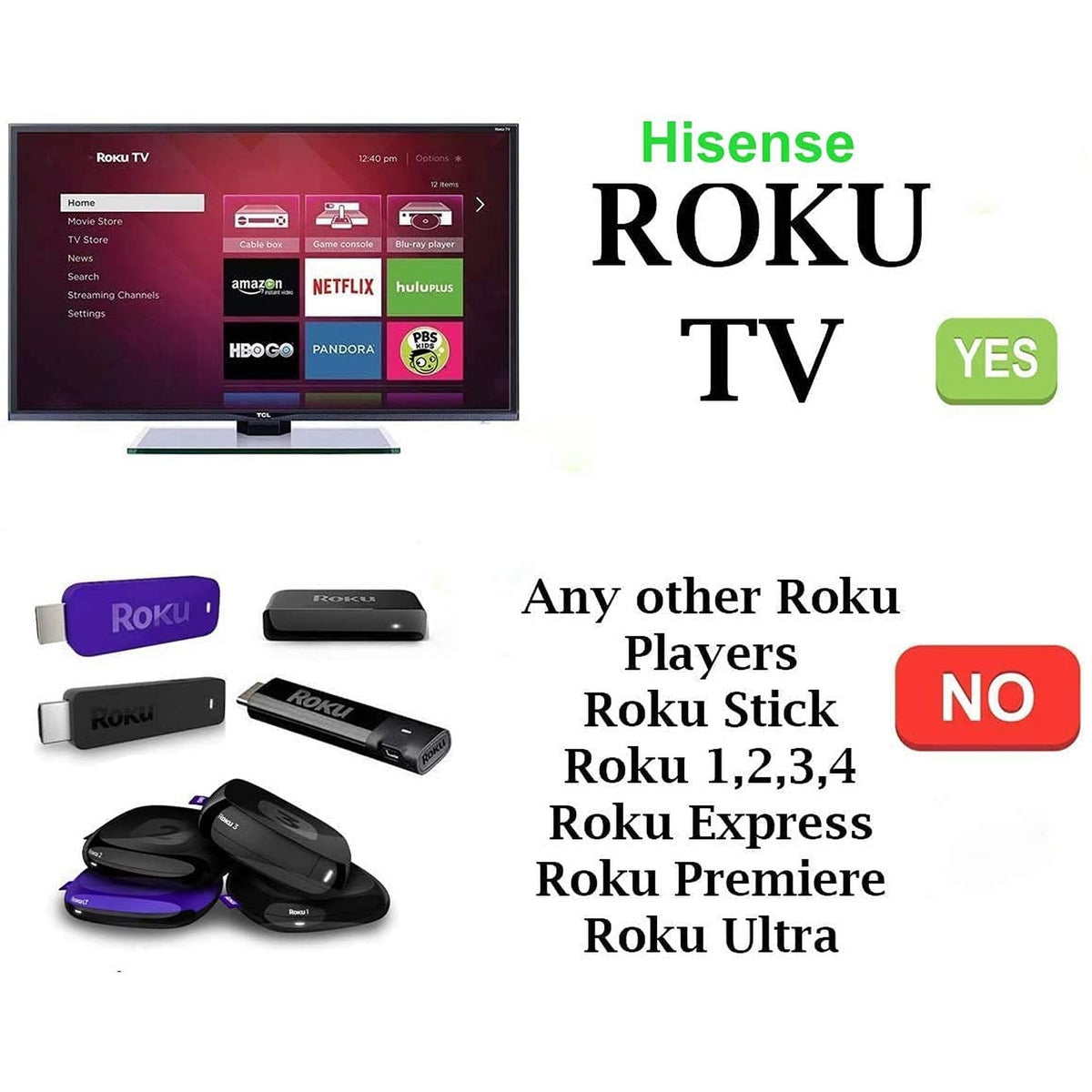 HU-RCRUS-18 Remote Control Replacement for Hisense Roku TV 50H4D 32H4D 40H4D 43R7050E 50R7050E 55R7E 55R7050E 50R7080E 55H4D 65R7E 65R7050E HU40K2211FWR 55R6E 60R6E 65R6E43R6E 50R6E 43R7050E1 65R6D