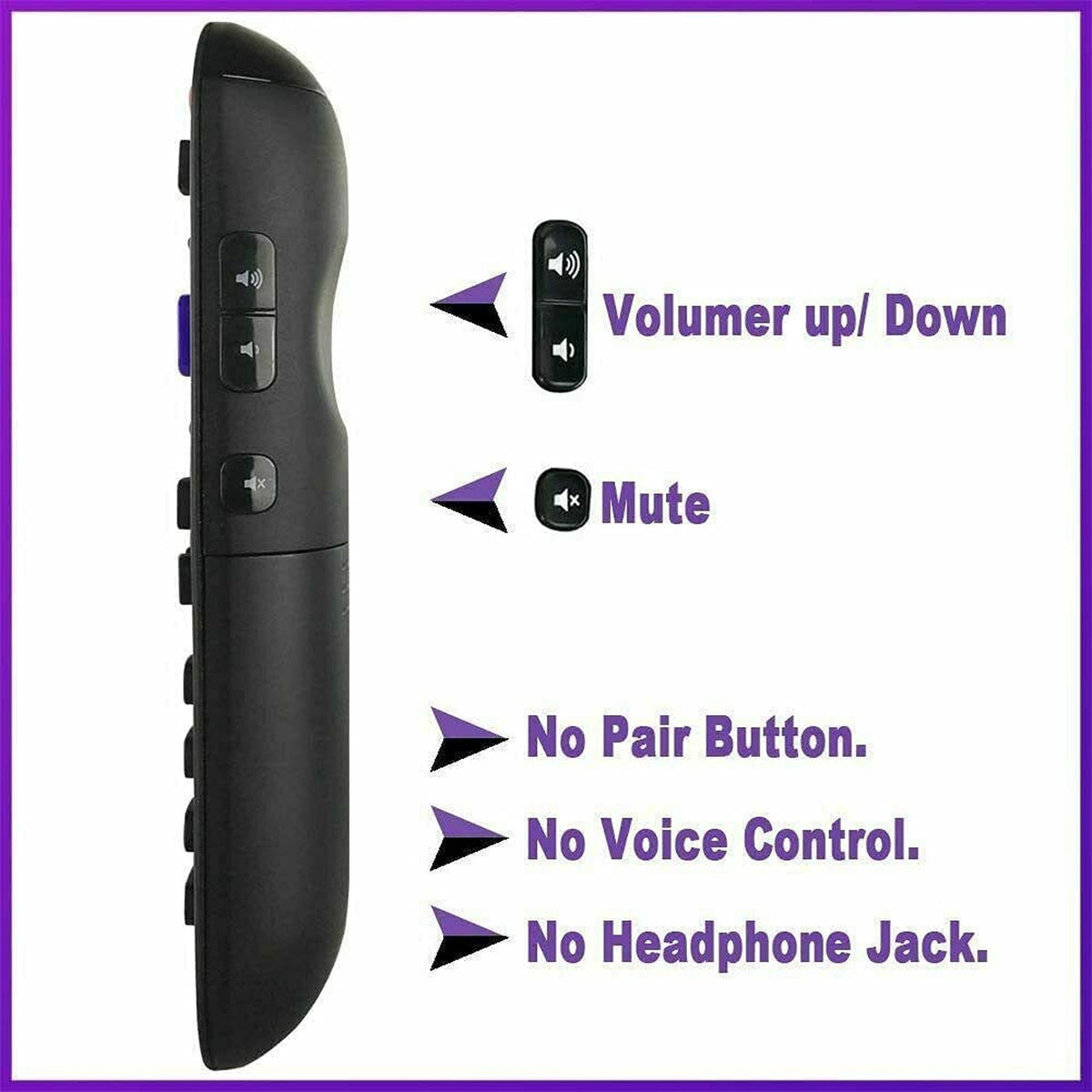 New Replaced Remote for Hitachi Roku TV with Netflix Hulu Sling Vue