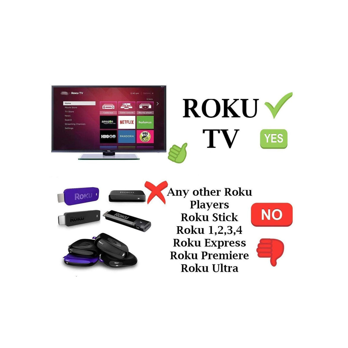 New Remote Compatible with Hitachi Roku TV Remote w/Volume Control & TV Power Button for All Hitachi Roku TV (Roku Built-in TV, NOT Roku Player Connect w/TV)