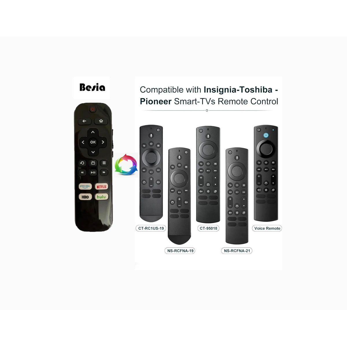 BESIA Brand Replacement Remote Compatible with Insignia/Toshiba Fire Smart TV Remote Control (no voice control) Compatible with TV Models NS-55DF710NA21 NS24DF310NA21 NS39DF310NA21 NS50DF710NA21 NS55D