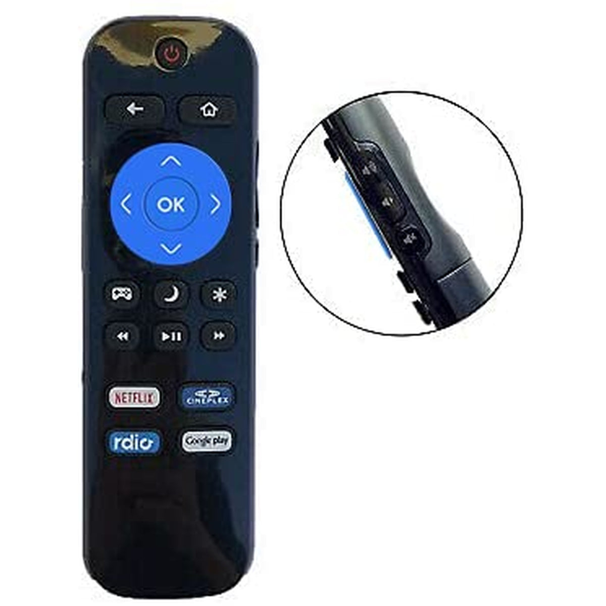 New Replaced Remote for Insignia LED Roku TV w/ 4 Shortcut Keys Netflix Cineplex Rdio Google Play sub NS-28ED200NA14 NS-50D400NA14 NS-19ED200NA14 NS-58E4400A14