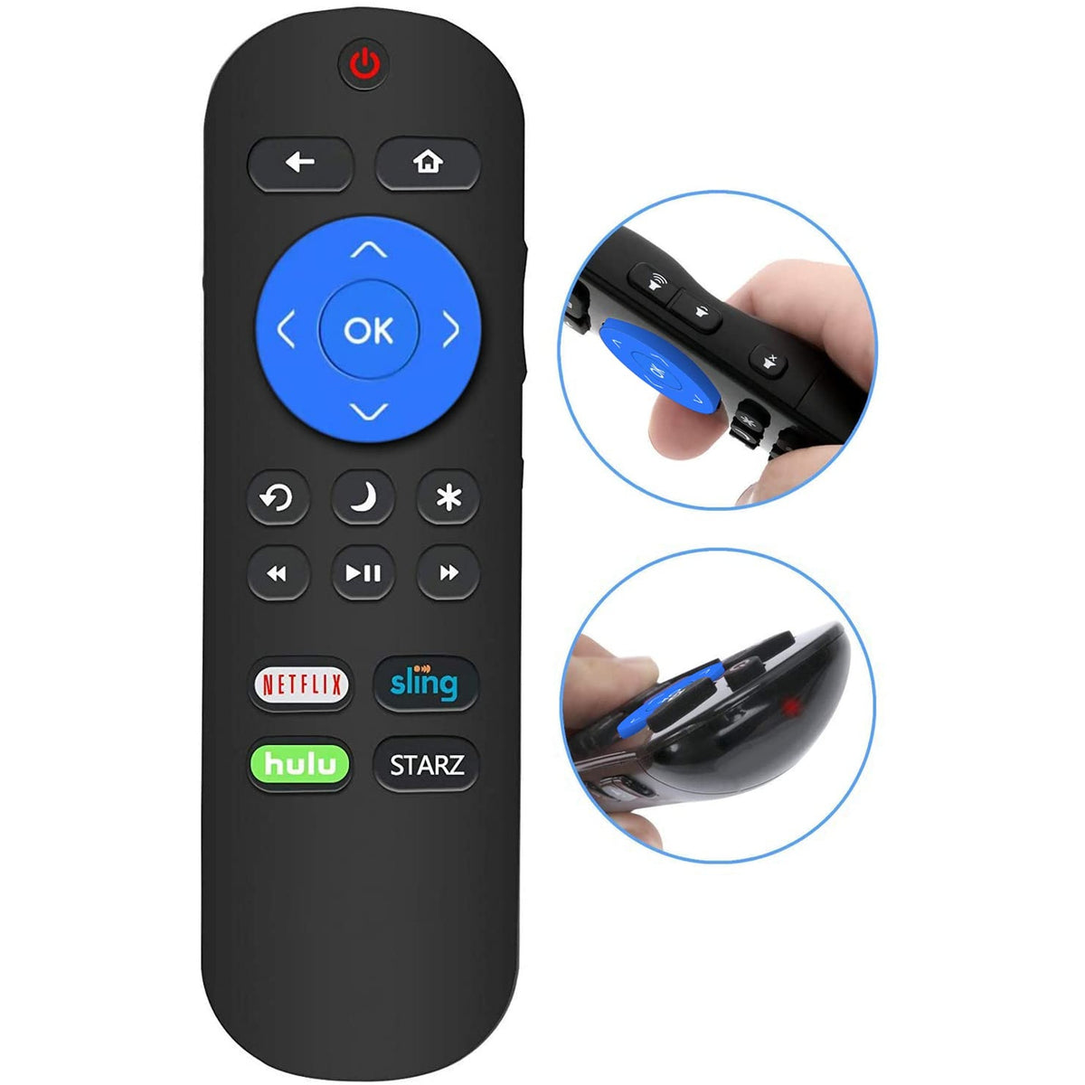 New LC-RCRUS-18 Remote Control Replaced for Sharp Roku TV with Netflic Sling hulu and Starz app Keys sub LC-32LB591U LC-55LBU591U LC-50LBU591U LC-43LBU591U LC-32LBU591U 398GR10BESPN0002
