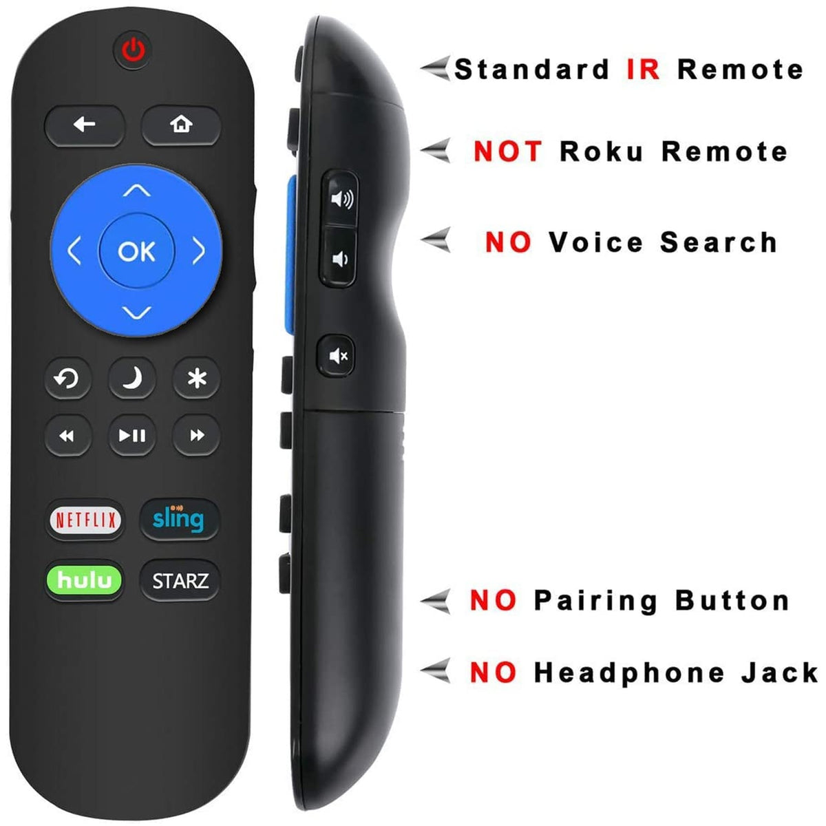 New LC-RCRUS-18 Remote Control Replaced for Sharp Roku TV with Netflic Sling hulu and Starz app Keys sub LC-32LB591U LC-55LBU591U LC-50LBU591U LC-43LBU591U LC-32LBU591U 398GR10BESPN0002