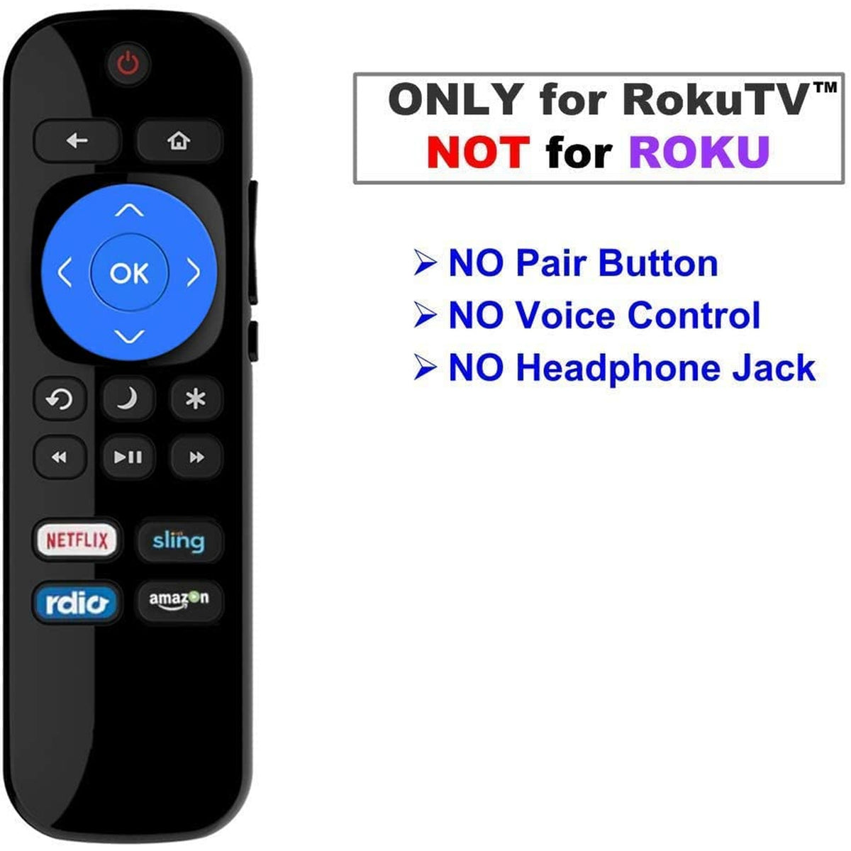New Remote Control Fits for LG/RCA/Element/HITACHI/TCL/Philips/HAIER/SANYO Roku TV