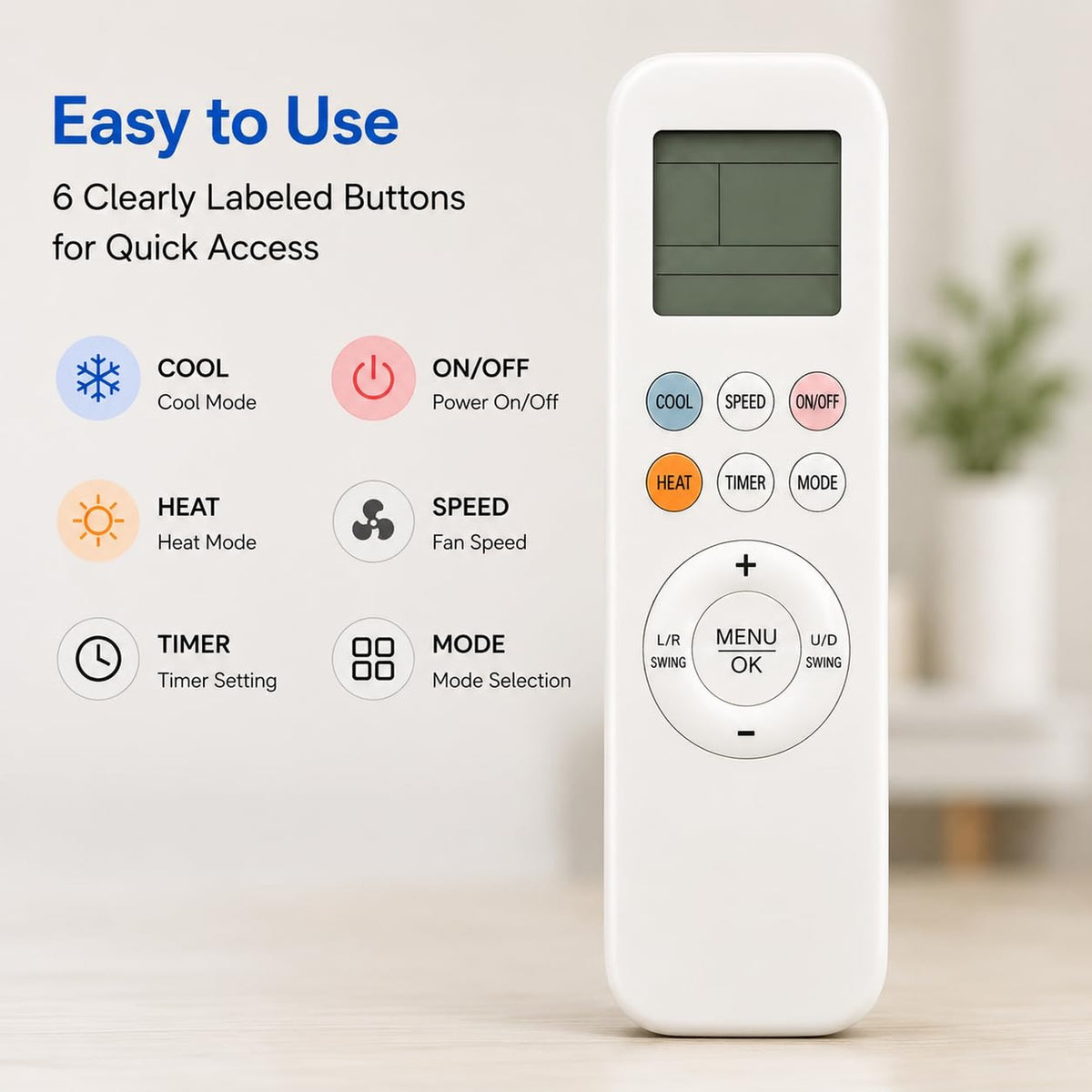 YKR-T/011E Replacement AC Remote Compatible with AUX SENDO FINLUX A/C Unit | Air Conditioner YKR-T/012E YKR-T/013E YKR-T/011E YKR-T/021E YKR-T/121E Brand: AULCMEET
