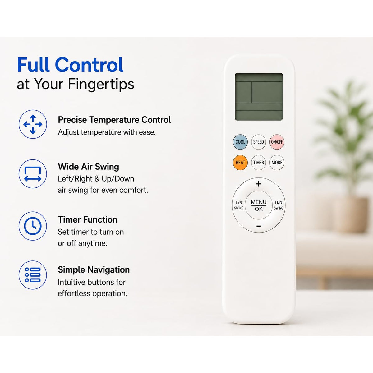 YKR-T/011E Replacement AC Remote Compatible with AUX SENDO FINLUX A/C Unit | Air Conditioner YKR-T/012E YKR-T/013E YKR-T/011E YKR-T/021E YKR-T/121E Brand: AULCMEET