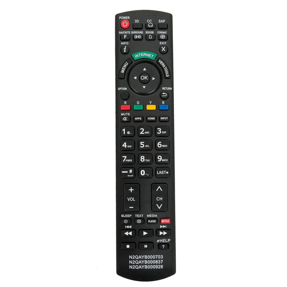 New N2QAYB000703 N2QAYB000837 N2QAYB000926 Replaced Remote for Panasonic TV TC-55DT50 TC-L42ET5 TC-L47ET5