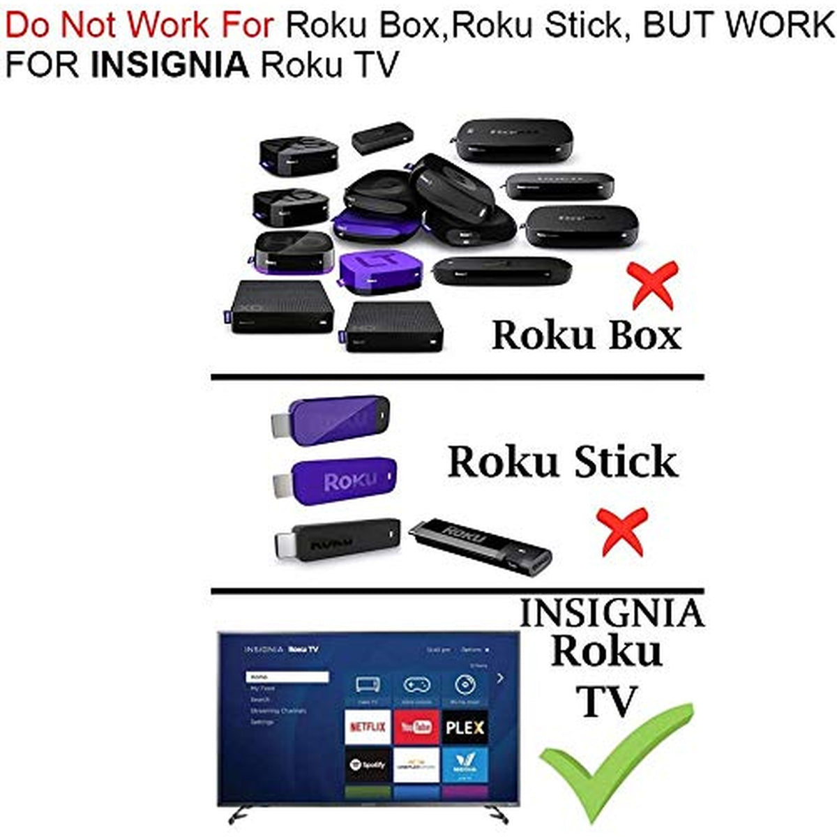 New NS-RCRUS-17 Spotify Replacement Remote Fit for Insignia Roku TV with Spotify Cineplex Netflix Google Play Key NS-24ER310NA17 NS-32DR420NA16B NS-32DR310NA17 NS-48DR510NA17 NS-49DR420NA18