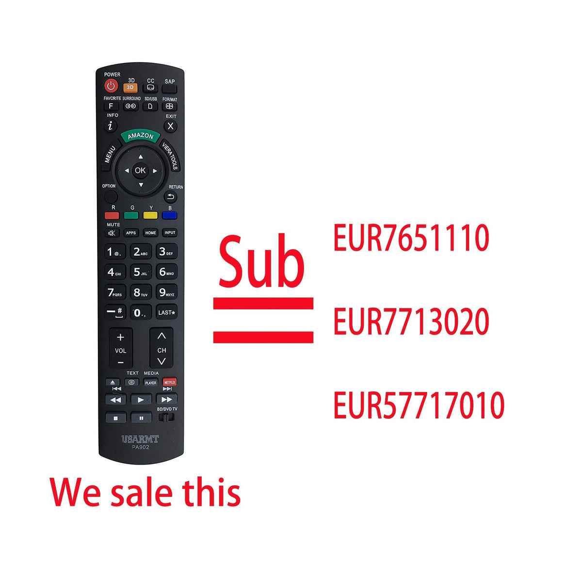 Young New PA902 Remote Control Fits for Panasonic TV Blu-ray Player EUR7627Z20 N2QAYB000706 N2QAYB000100 N2QAYB000221 N2QAYB000570 N2QAYB000703
