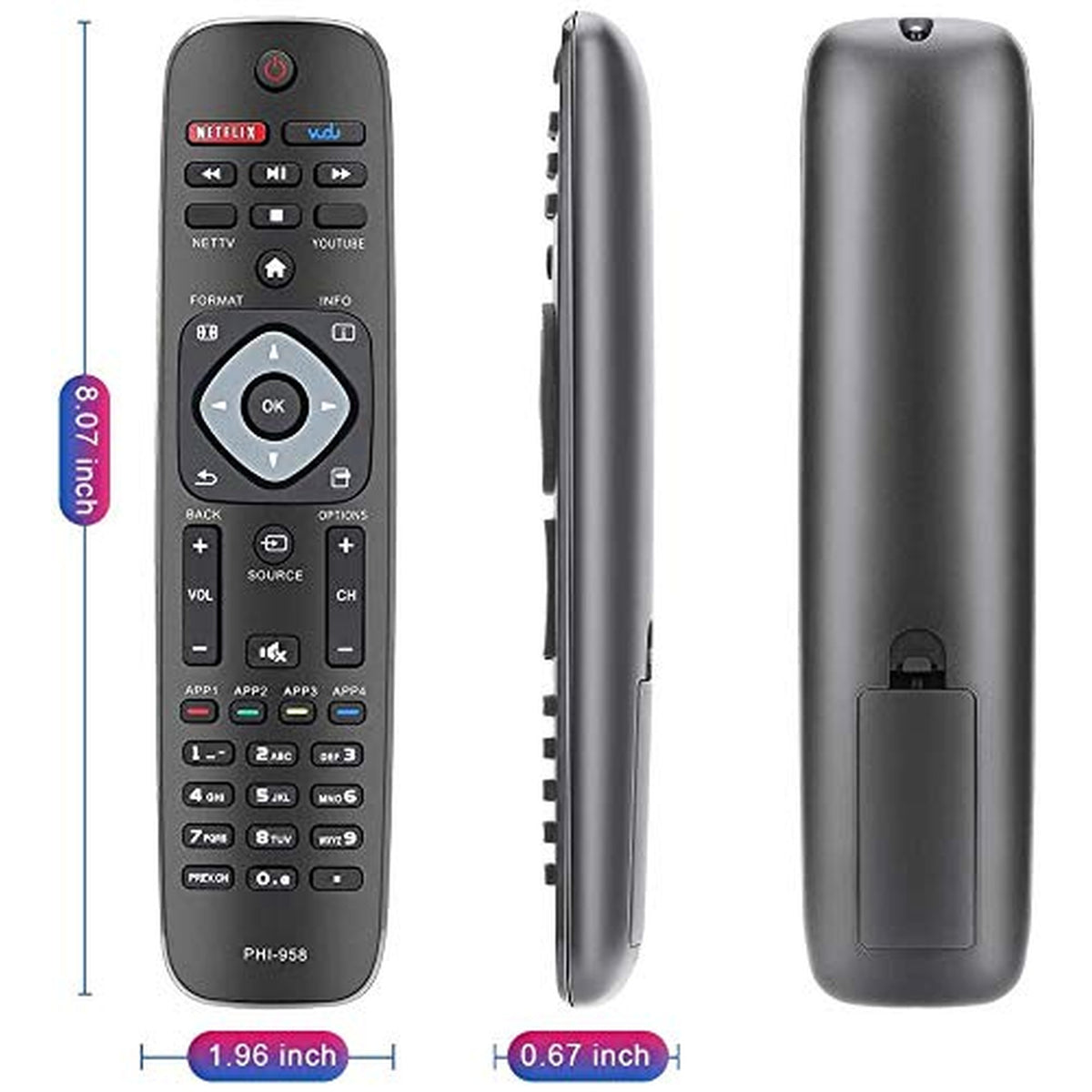 Young Universal NH500UP/PHI-958 Replacement Remote fit for Philips LED LCD TV Smart Ultra HDTV 50PFL5601/F7 65PFL5602/F7 55PFL5602/F7 50PFL5602/F7 43PFL5602/F7