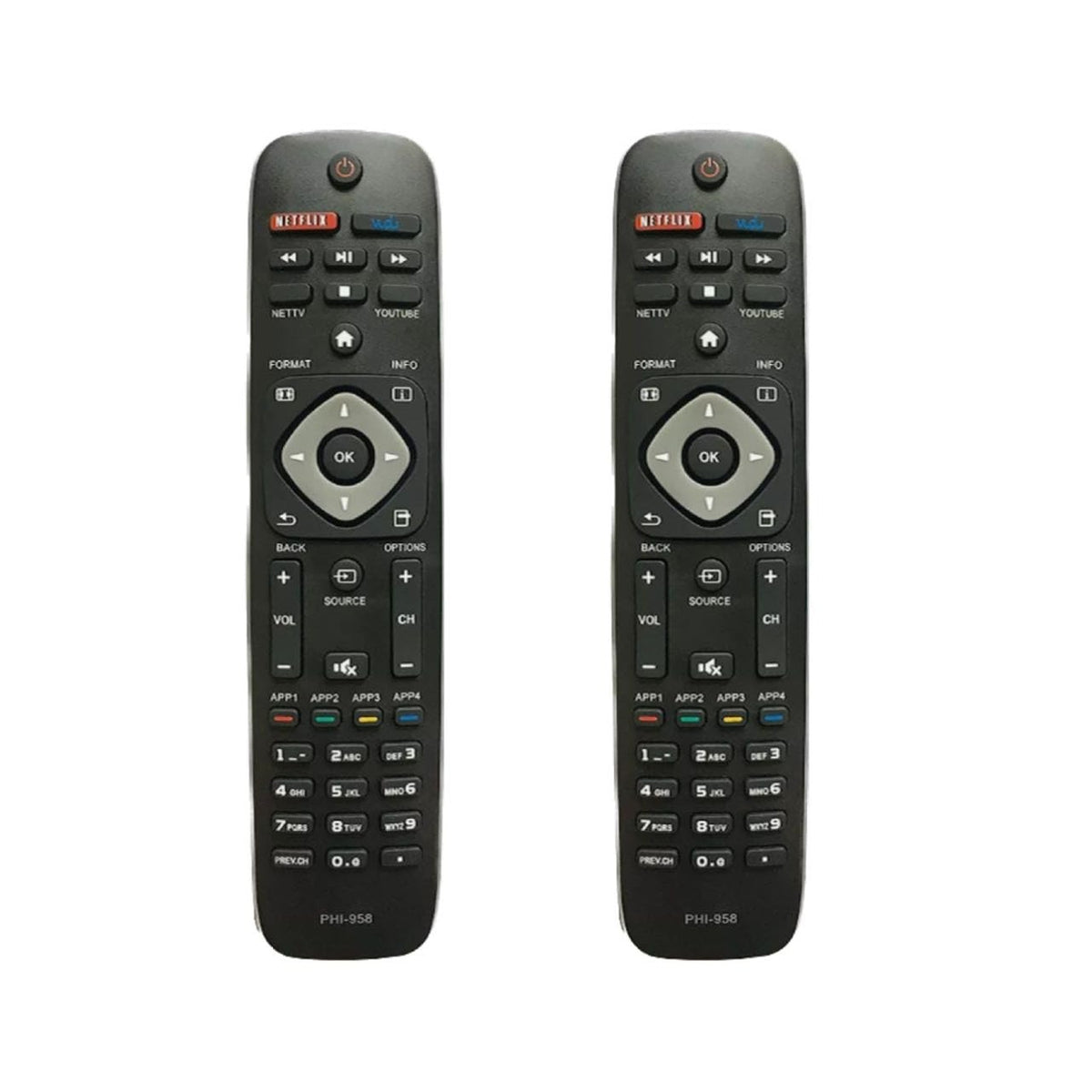 (2 Pack) New Replaced PHI-958 Remote Control for Philips Smart TV URMT39JHG003 YKF340001