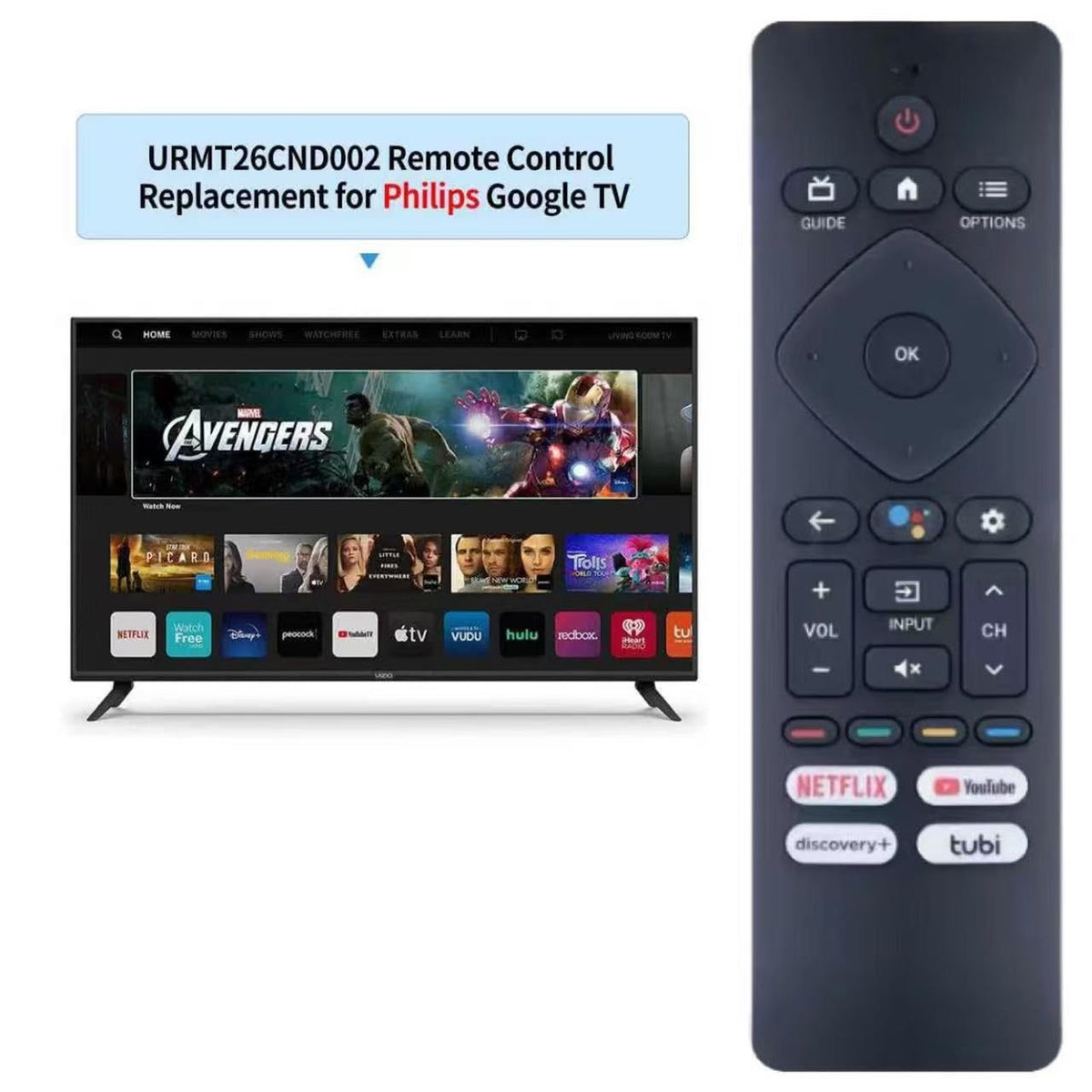 Besia Remote Control for Philips Google TV, Compatible for Philips Google TV 43PUL7672/F7 50PUL7552/F7 50PUL7672/F7 55PUL7672/F7 55PUL7552/F7 643PUL7652/F7 65PUL7552 65PUL7672/F7 (No Voice Function)