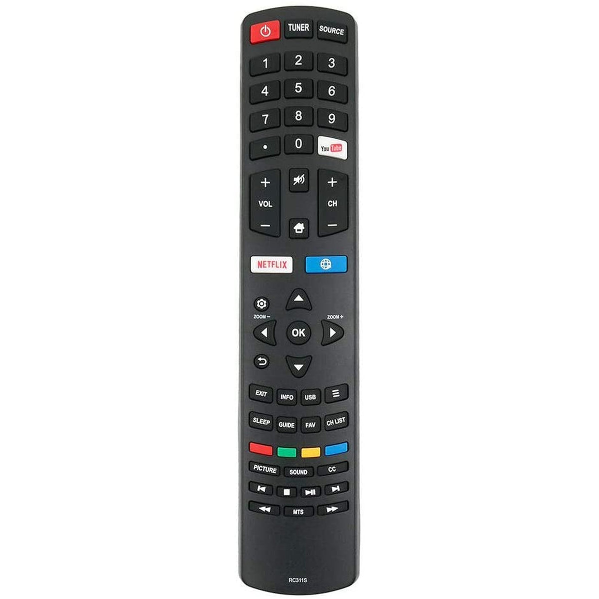 RC311S Replacement Remote fit for JVC TV 55D1620 55D1680 55D6080 50D1400 50FL801/50D1202 55D1202 55D1241 55D1600