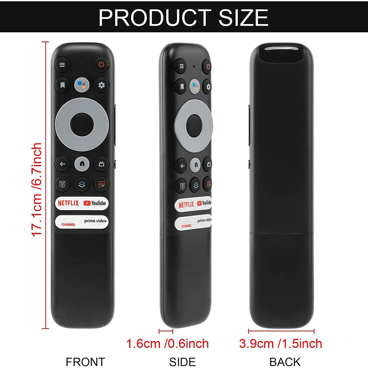 Besia RC902N FMR1 Remote Control for All TCL Google Smart TV and Android Smat TV,Replacement 55R646 55S546 65R646 65S546 75R646 75S546 Mini-LED QLED 4K UHD [ Without Voice Function]