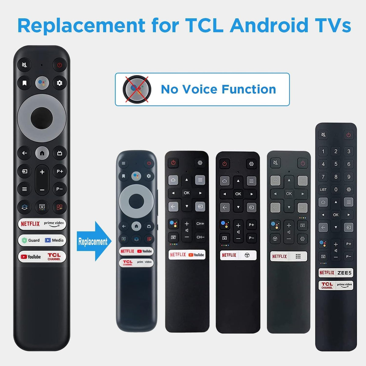 New Replacement RC902V FMR1Remote Control Fit for TCL Android TV 65X925 50P725G 55C728 X925 75H720 40S330 32S330 43S434 50S434 55S434 65S434 70S430 75S434 43S446 21001 000025 85X925 No Voice Function
