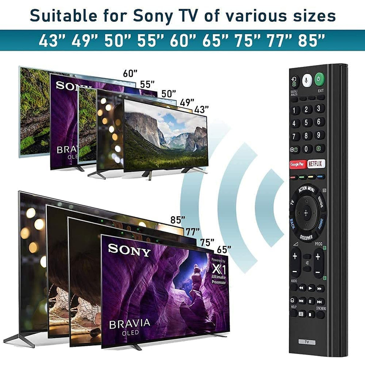 New Remote Control RMF-TX300E Compatible for Sony Smart TV LED HDTV Google Play Netflix KDL-50W800C KDL-50W850C KDL-55W800C KDL-55W850C KDL-65W800C KDL-65W850C KDL-75W800C KDL-75W850C
