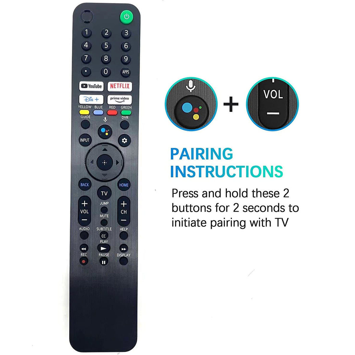 Replaced RMF-TX520U MG3-TX520U Voice Remote Fit for All Sony TV Sony Bravia TV, Sony Smart TV, XBR/KD/XR Series X80J, X85J, X90J, A80J, X80CJ,KD-43X, KD-50X, XR-50X, XR-55ARB Series