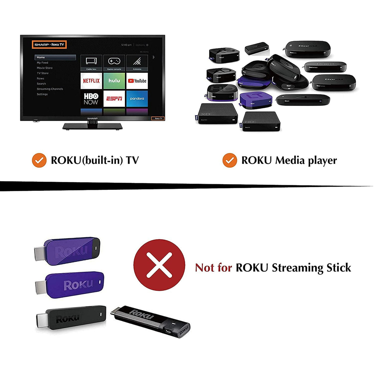 Young Universal ROKU IR Learning Remote for All Roku Player and Roku TV, Compatible with Roku 1, 2, 3, 4 (HD, LT, XS, XD), Roku Express with Samsung, Vizio, LG, Sony TV for Power and Volume Buttons