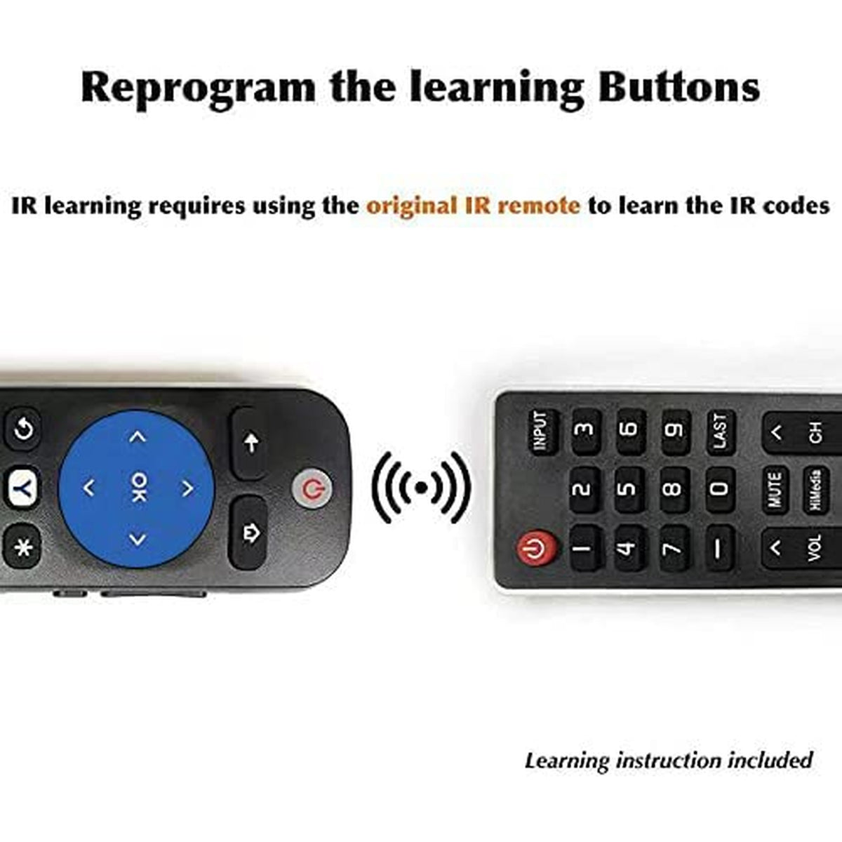 Young Universal ROKU IR Learning Remote for All Roku Player and Roku TV, Compatible with Roku 1, 2, 3, 4 (HD, LT, XS, XD), Roku Express with Samsung, Vizio, LG, Sony TV for Power and Volume Buttons