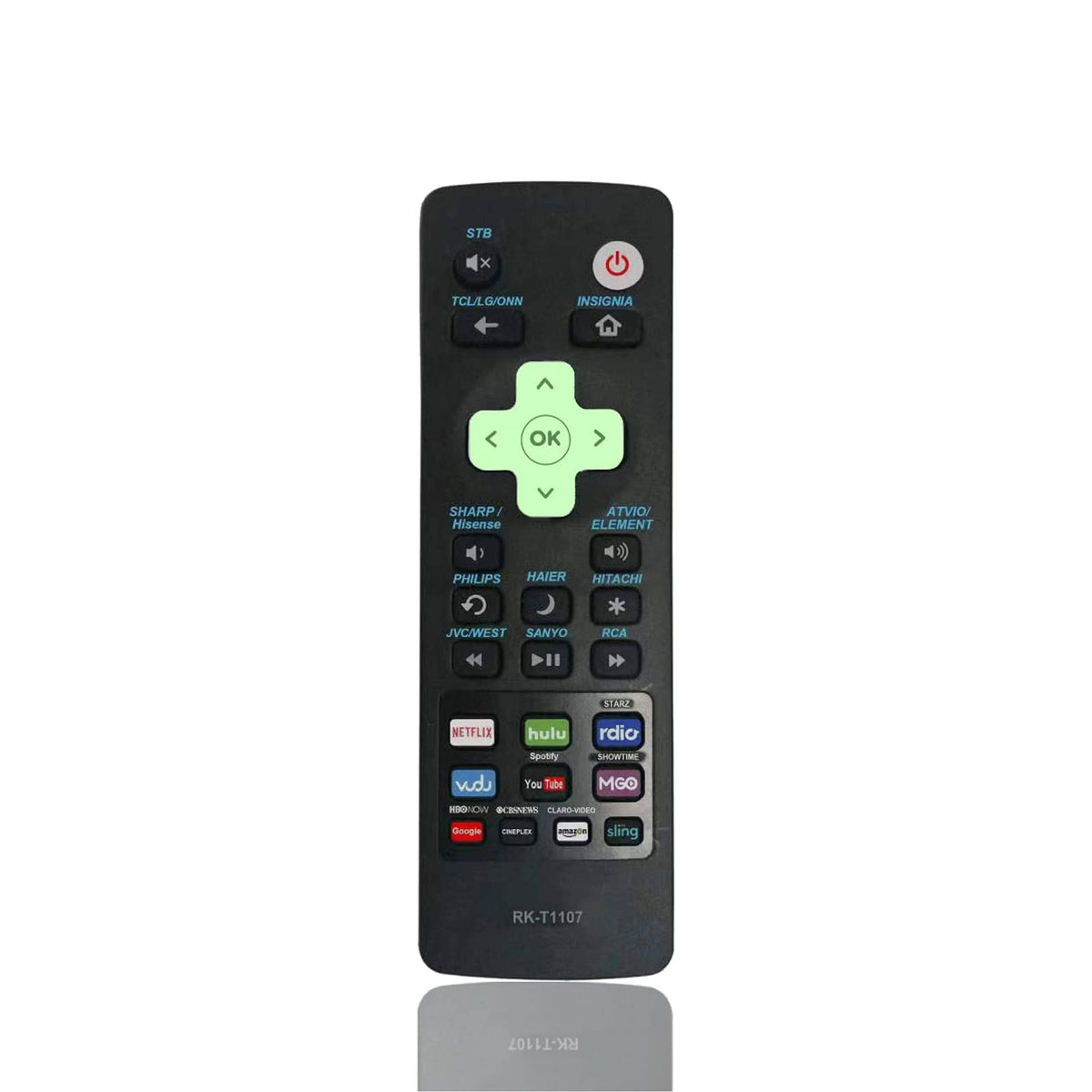 Universal Roku Remote with Fluorescent Light fit for All Roku TV Brands [Hisense/TCL/Sharp/Insignia/ONN/Sanyo/LG/Hitachi/Element] w/ 10 Shortcut Keys [NOT for Roku Stick]