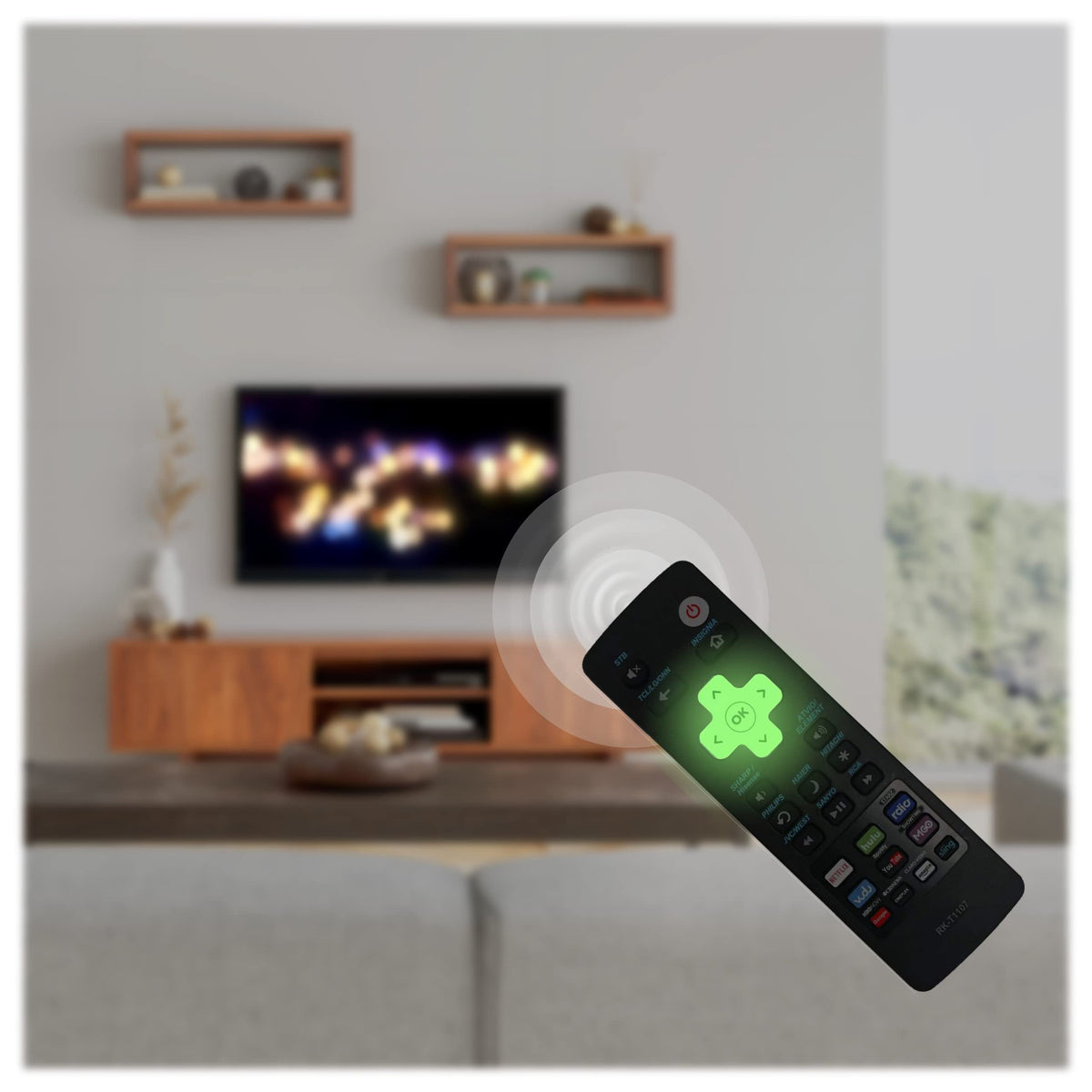 Universal Roku Remote with Fluorescent Light fit for All Roku TV Brands [Hisense/TCL/Sharp/Insignia/ONN/Sanyo/LG/Hitachi/Element] w/ 10 Shortcut Keys [NOT for Roku Stick]