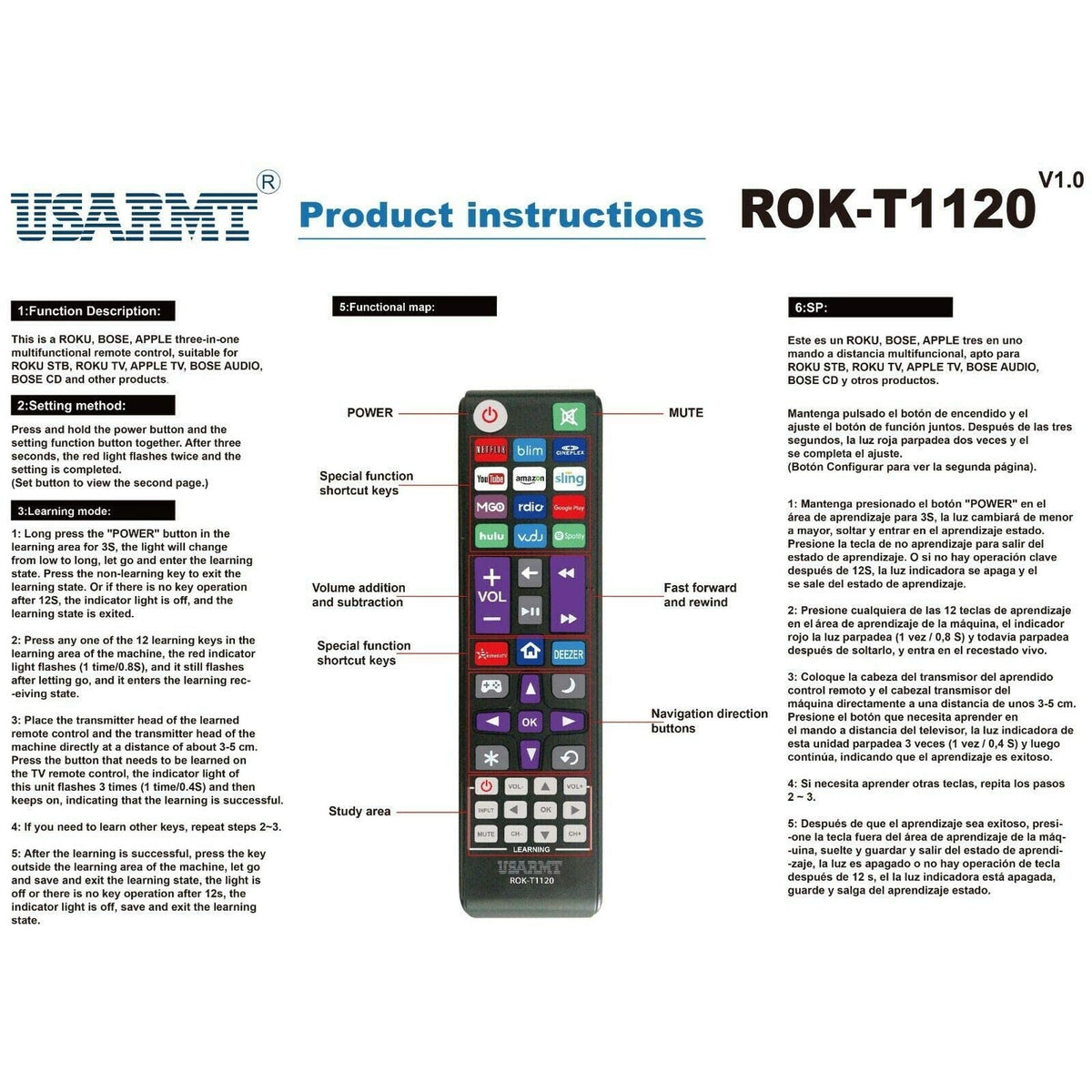 New Universal Remote for Roku TV (JVC/RCA/Philips/Element/LG/TCL and More), Box/Player/Express, Bose Wave I/II/III/IV and Apple 1/2/3 Generations [NOT for Roku Stick]